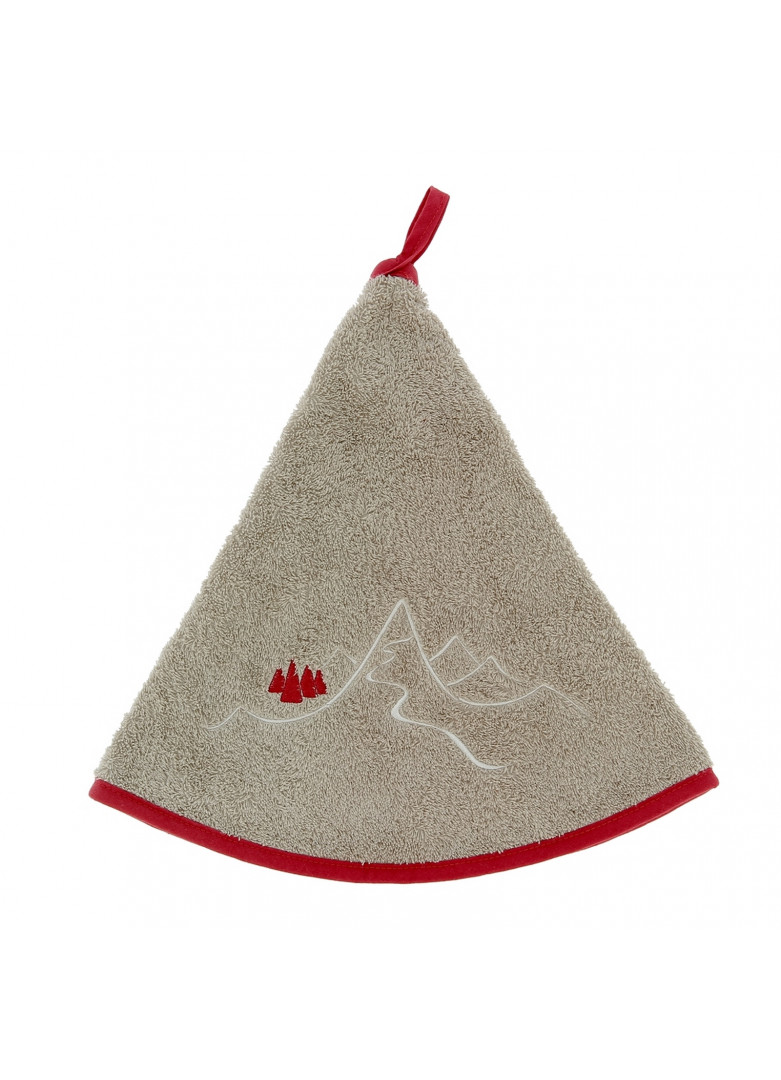 Torchon demi-lune en coton taupe 70cm Torchon demi-lune en coton taupe 70cm