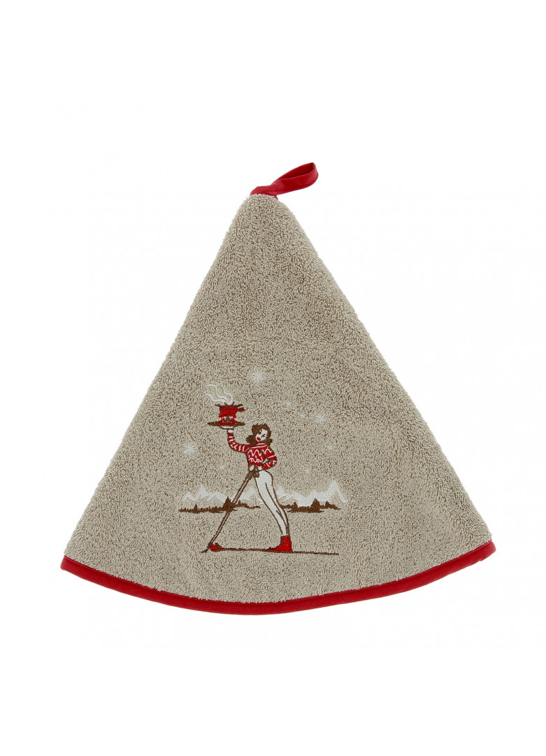 Torchon demi-lune en coton taupe 70cm Torchon demi-lune en coton taupe 70cm