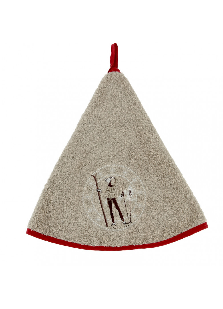 Torchon demi-lune en coton taupe 70cm Torchon demi-lune en coton taupe 70cm