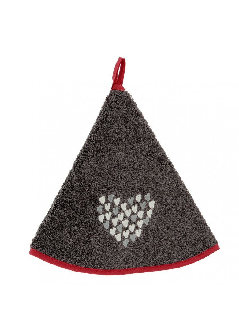 Torchon demi-lune new coeur gris 70cm Torchon demi-lune new coeur gris 70cm