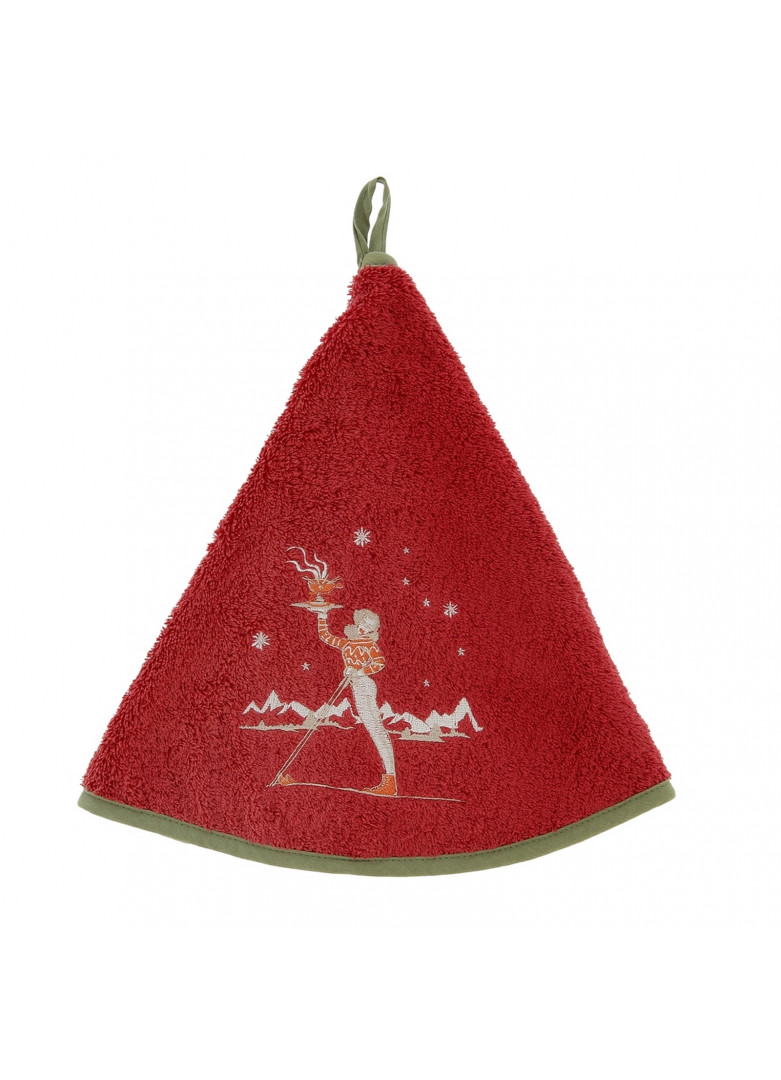 Torchon demi-lune en coton rouge 70cm Torchon demi-lune en coton rouge 70cm