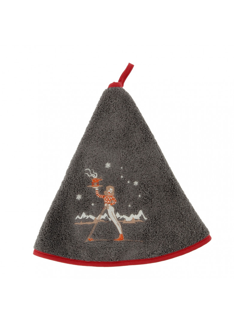 Torchon demi-lune en coton gris 70cm Torchon demi-lune en coton gris 70cm