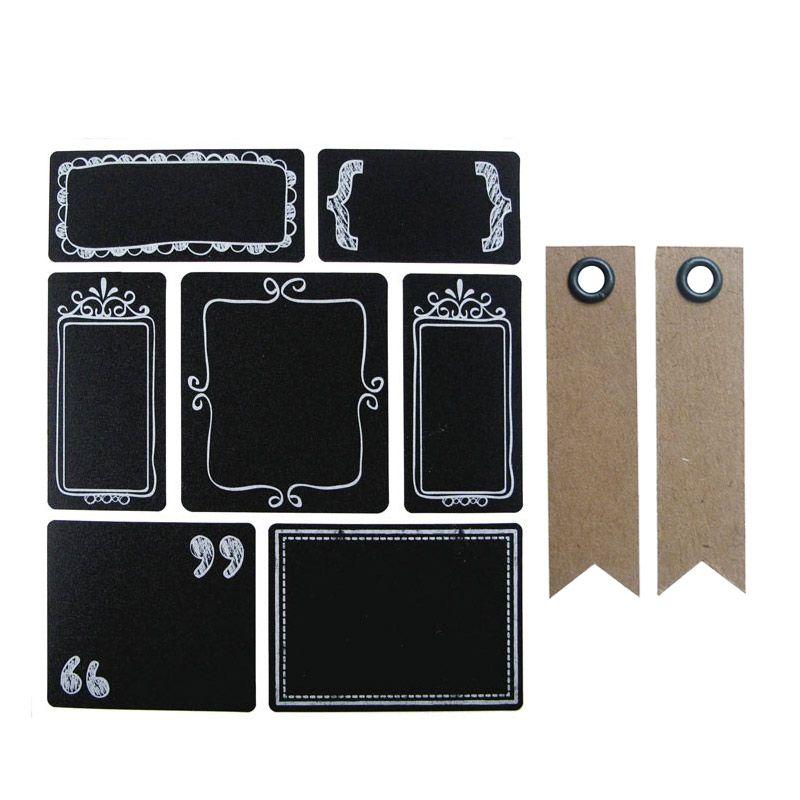 28 stickers ardoise étiquettes + 20 étiquettes kraft (photo) 28 stickers ardoise étiquettes + 20 étiquettes kraft