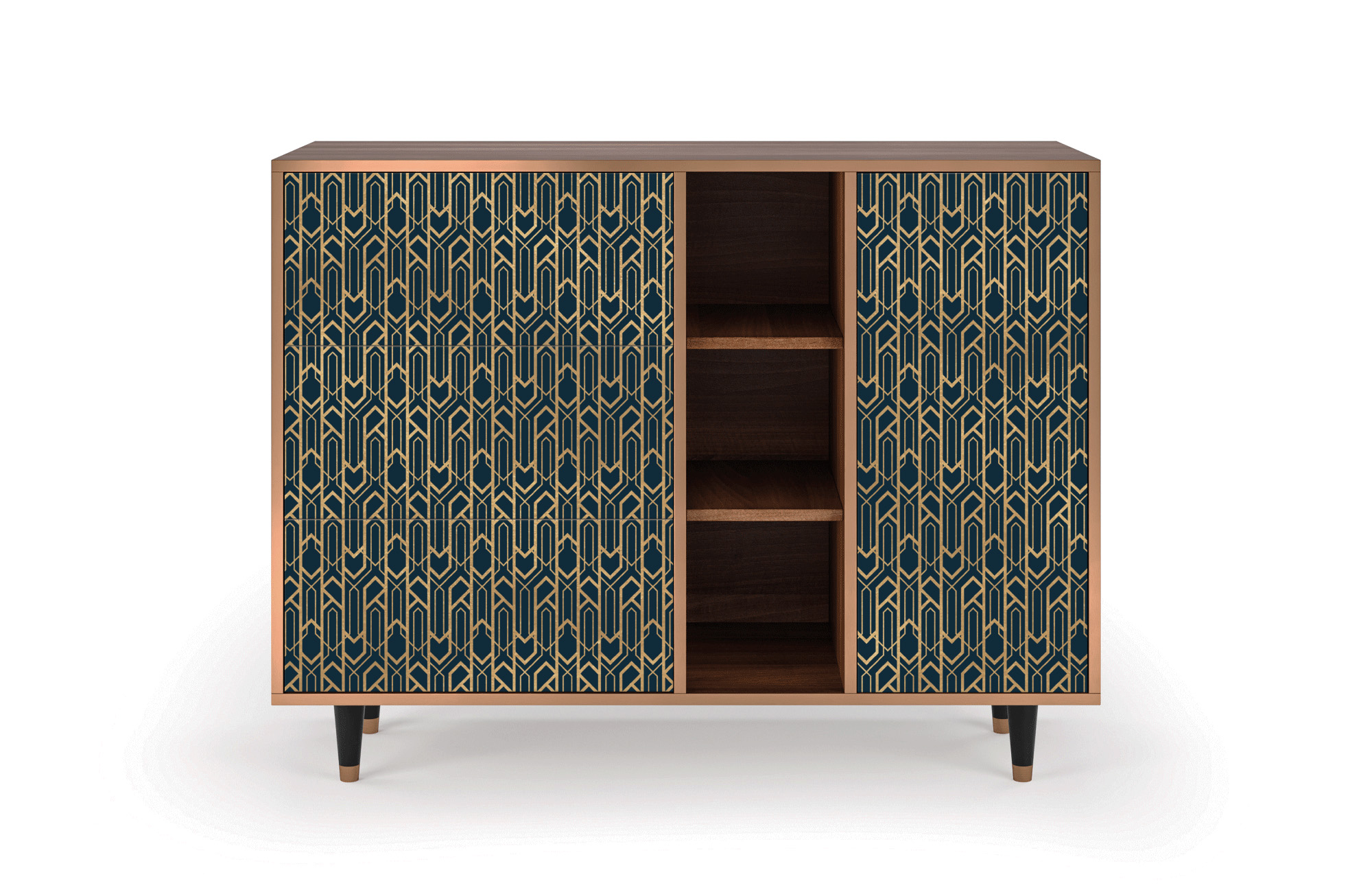 Buffet bleu et jaune 125cm 3 tiroirs et 1 porte Buffet bleu et jaune 125cm 3 tiroirs et 1 porte