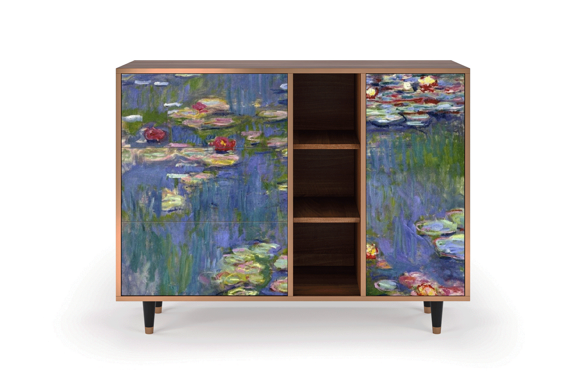 Buffet bleu 125cm 3 tiroirs et 1 porte Buffet bleu 125cm 3 tiroirs et 1 porte