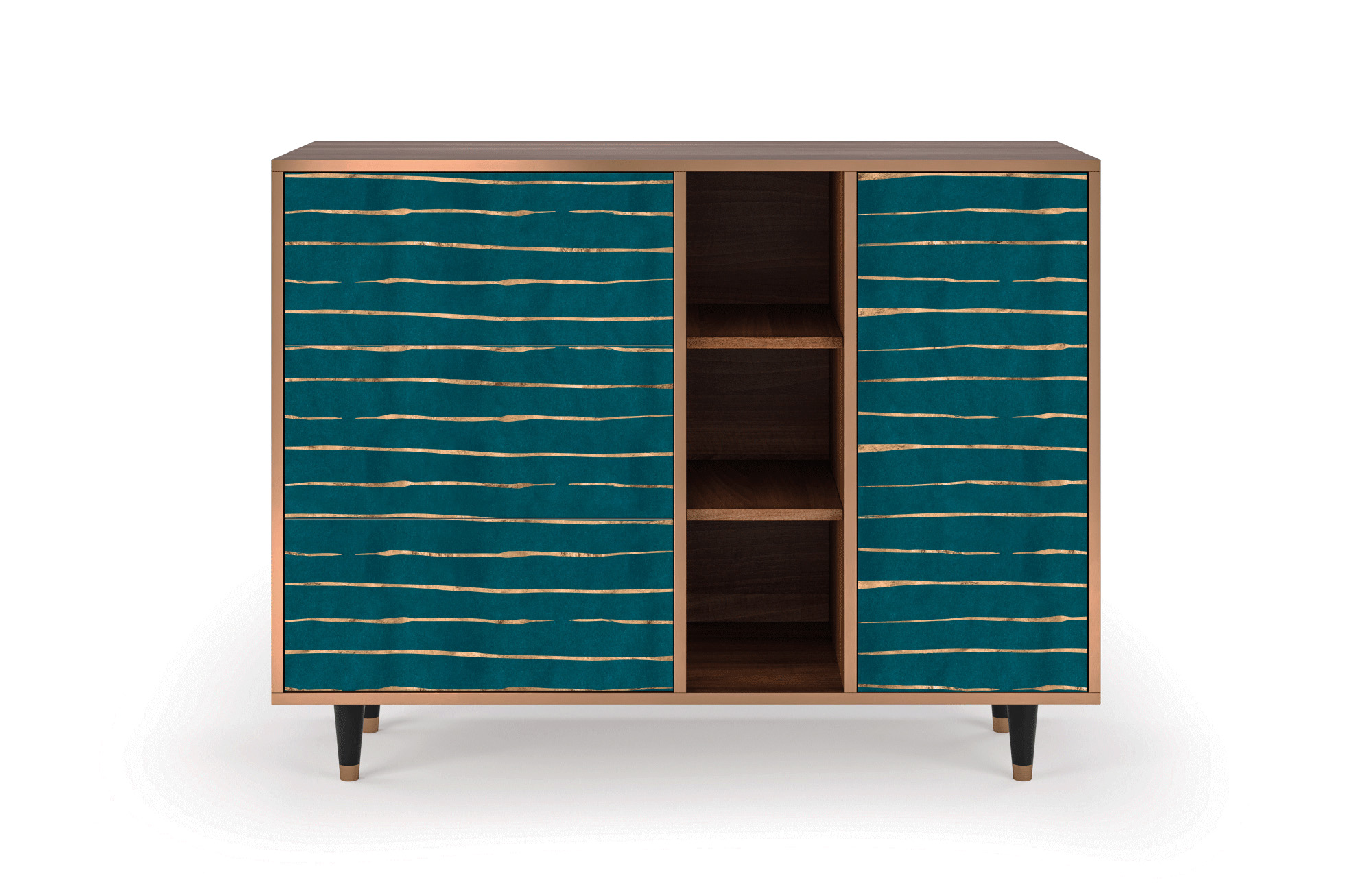 Buffet bleu 125cm 3 tiroirs et 1 porte Buffet bleu 125cm 3 tiroirs et 1 porte