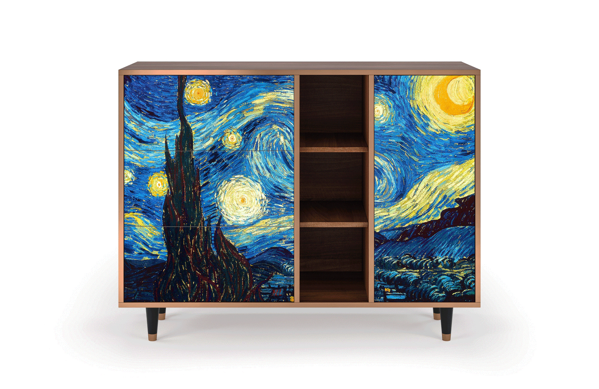 Buffet bleu 125cm 3 tiroirs et 1 porte Buffet bleu 125cm 3 tiroirs et 1 porte