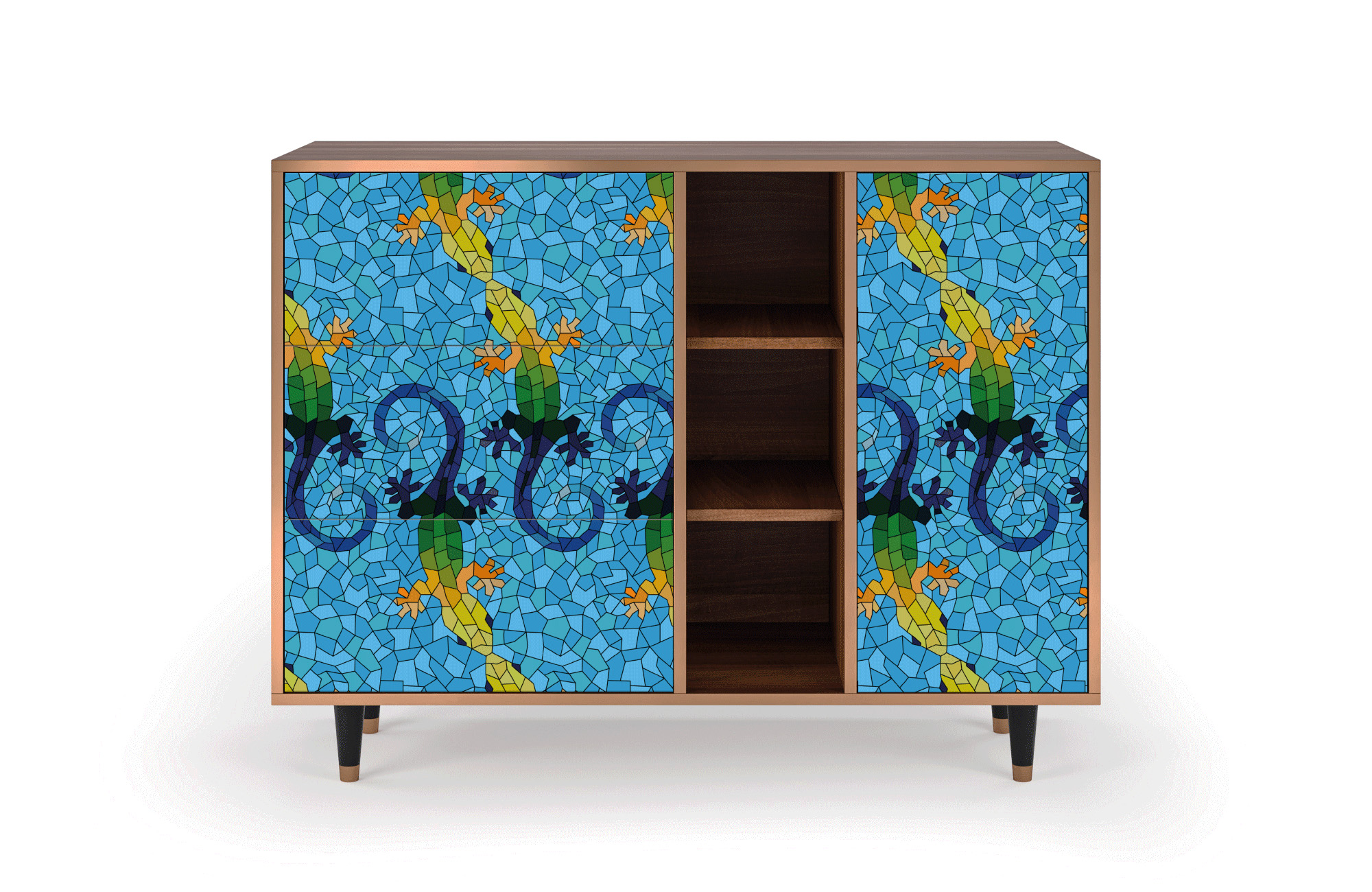 Buffet bleu 125cm 3 tiroirs et 1 porte Buffet bleu 125cm 3 tiroirs et 1 porte
