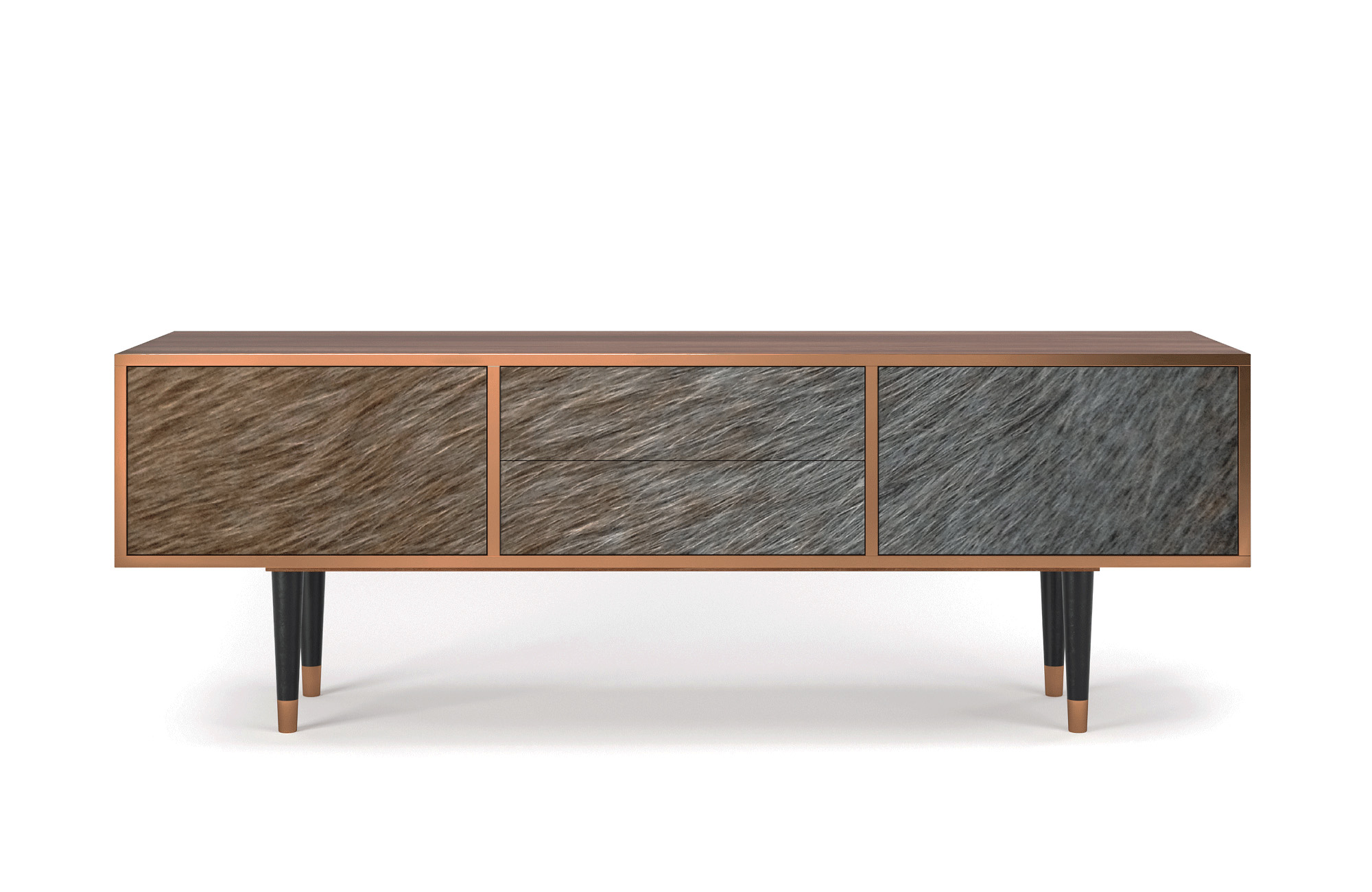 Meuble TV marron 170cm 2 tiroirs et 2 portes