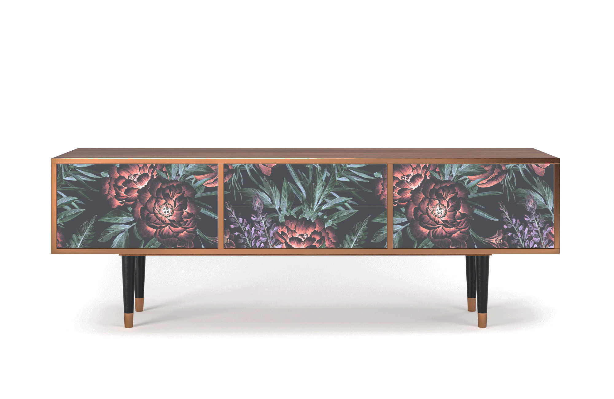 Meuble TV multicolore 170cm 2 tiroirs et 2 portes