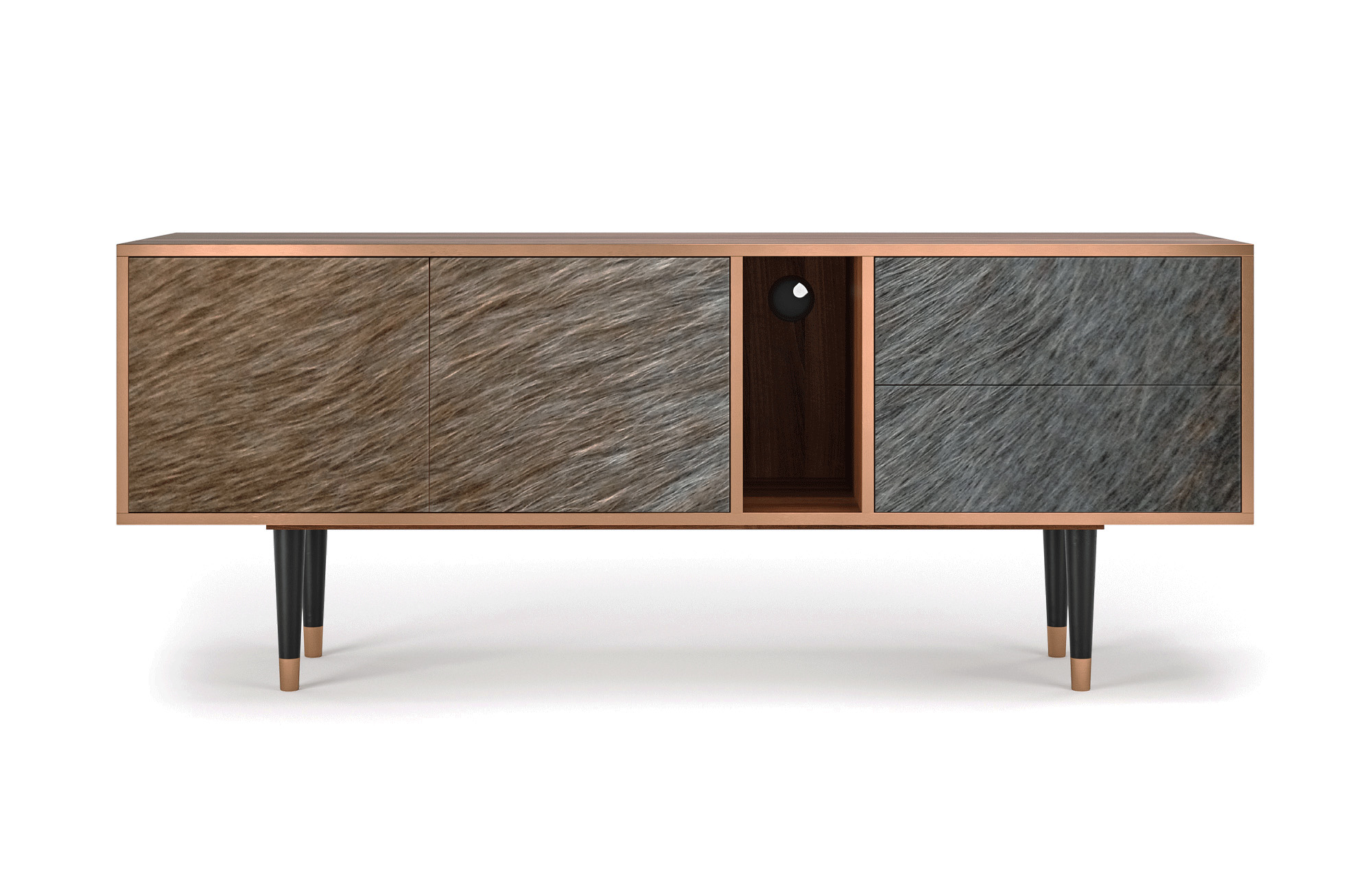 Meuble TV marron 170cm 2 tiroirs et 2 portes