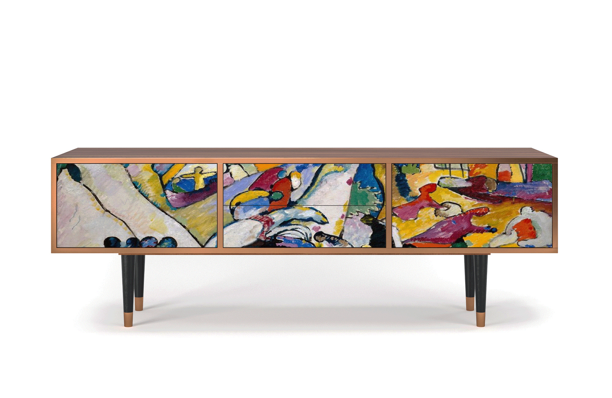 Meuble TV multicolore 170cm 2 tiroirs et 2 portes