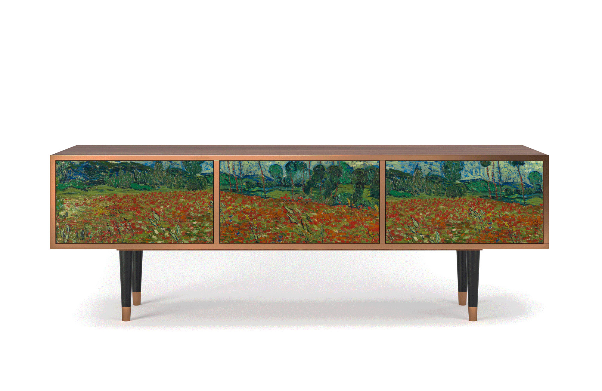 Meuble TV multicolore 170cm 2 tiroirs et 2 portes