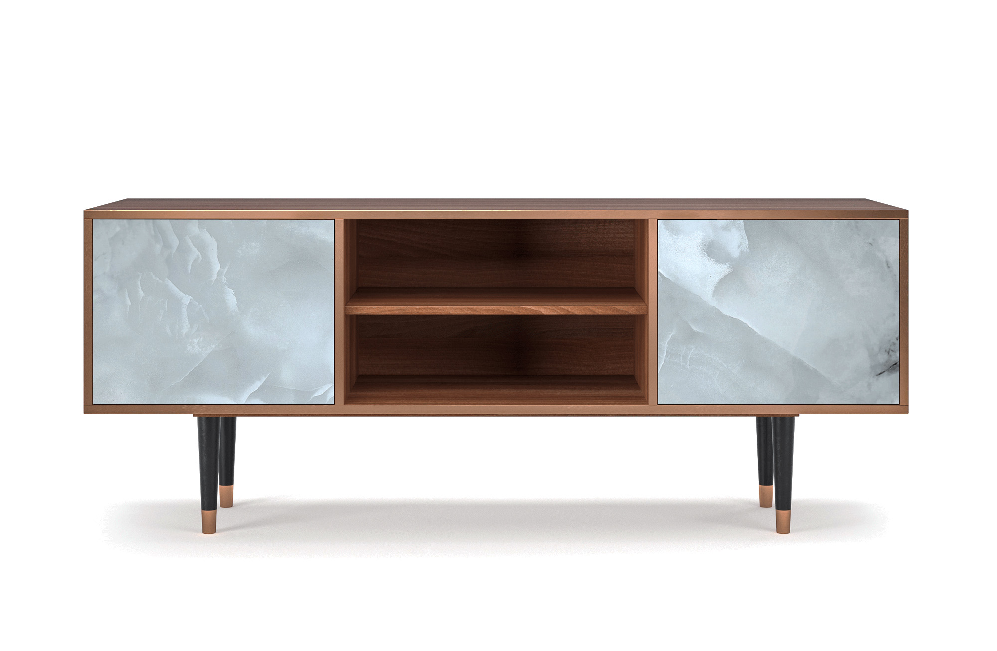 Meuble TV gris clair 170cm 2 portes