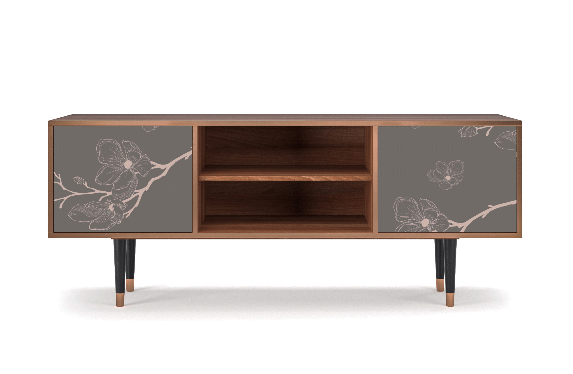 Meuble TV gris et rose 170cm 2 portes