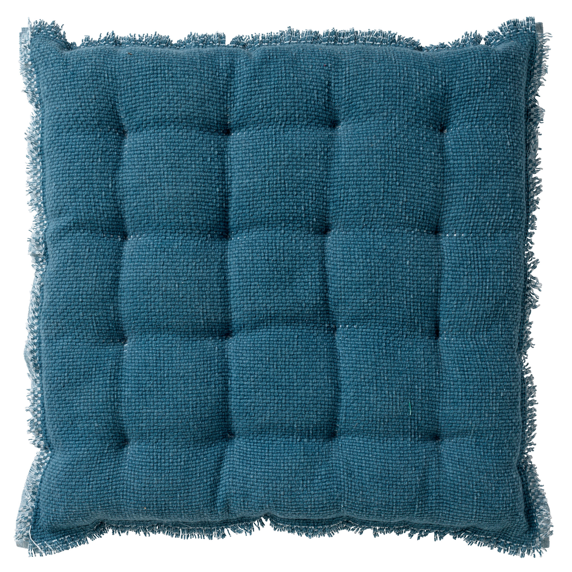 Galette de chaise bleu en coton 40x40 cm uni