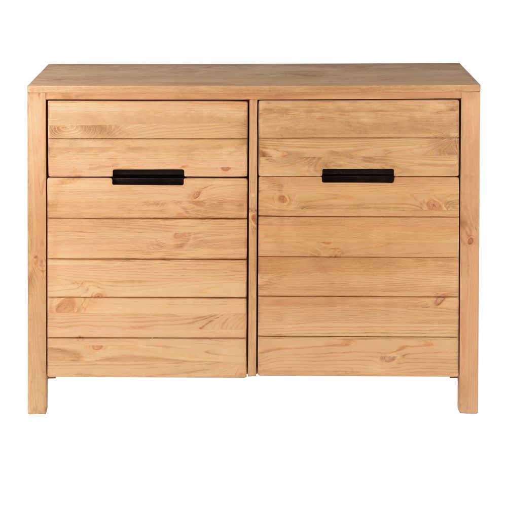 Buffet 120 cm pin massif 2 tiroirs 2 portes gamme