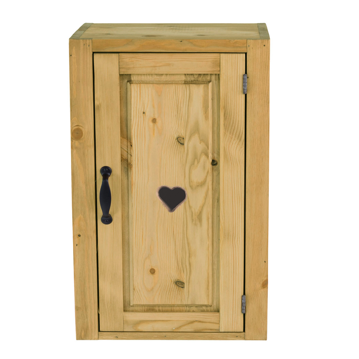 Meuble haut pin massif 60 cm 1 porte avec coeur ouverture à droite (photo) Meuble haut pin massif 60 cm 1 porte avec coeur ouverture à droite