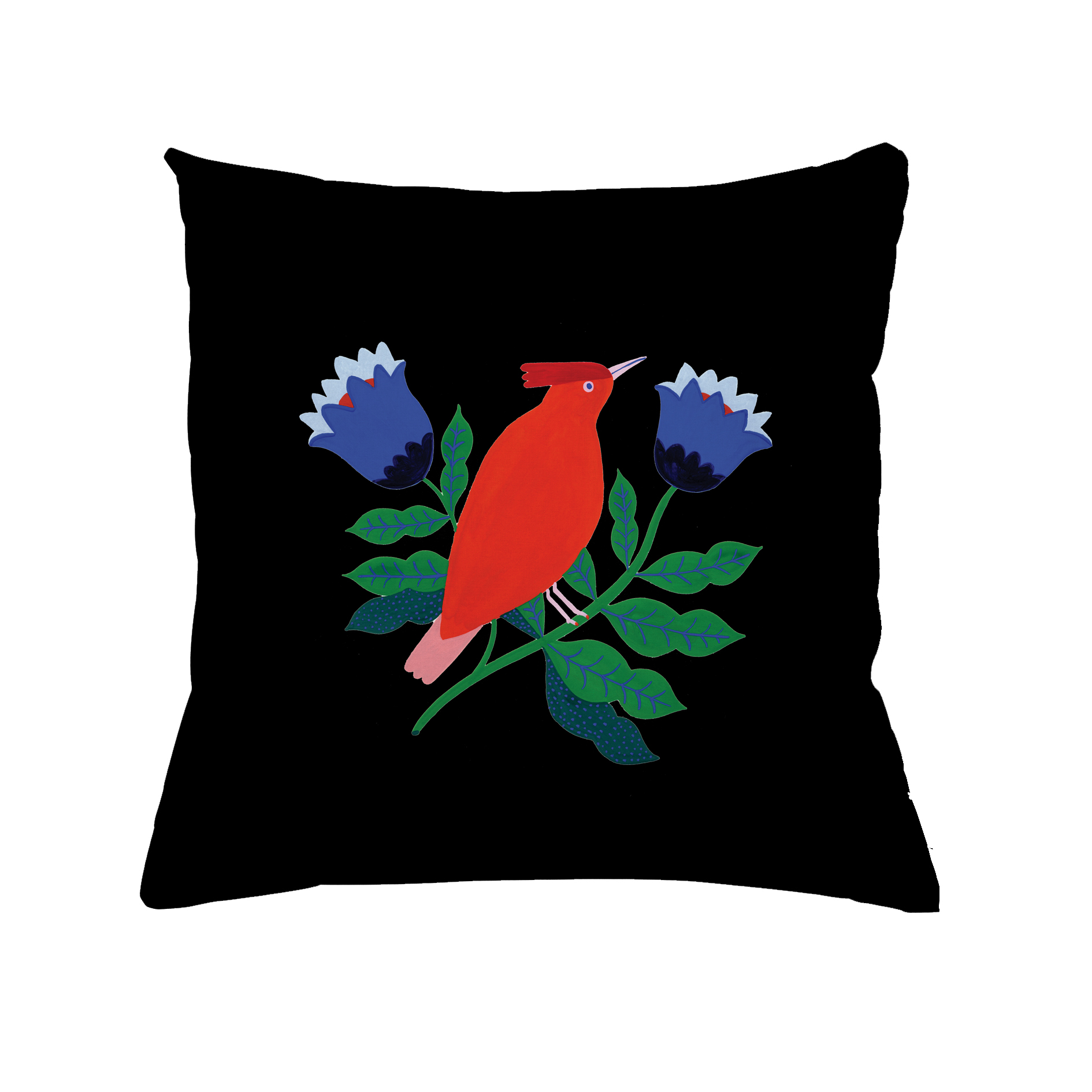 Coussin en coton oiseau rouge 30x30 cm (photo) Coussin en coton oiseau rouge 30x30 cm