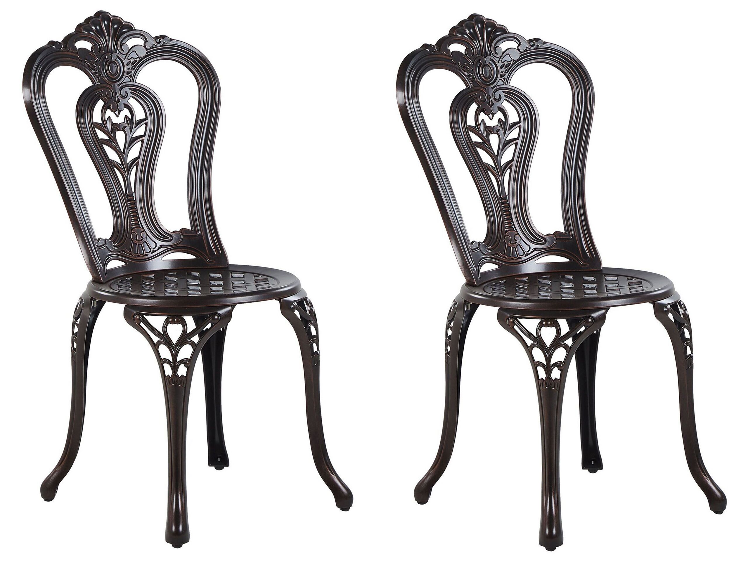 Lot de 2 chaises de jardin en aluminium marron foncé