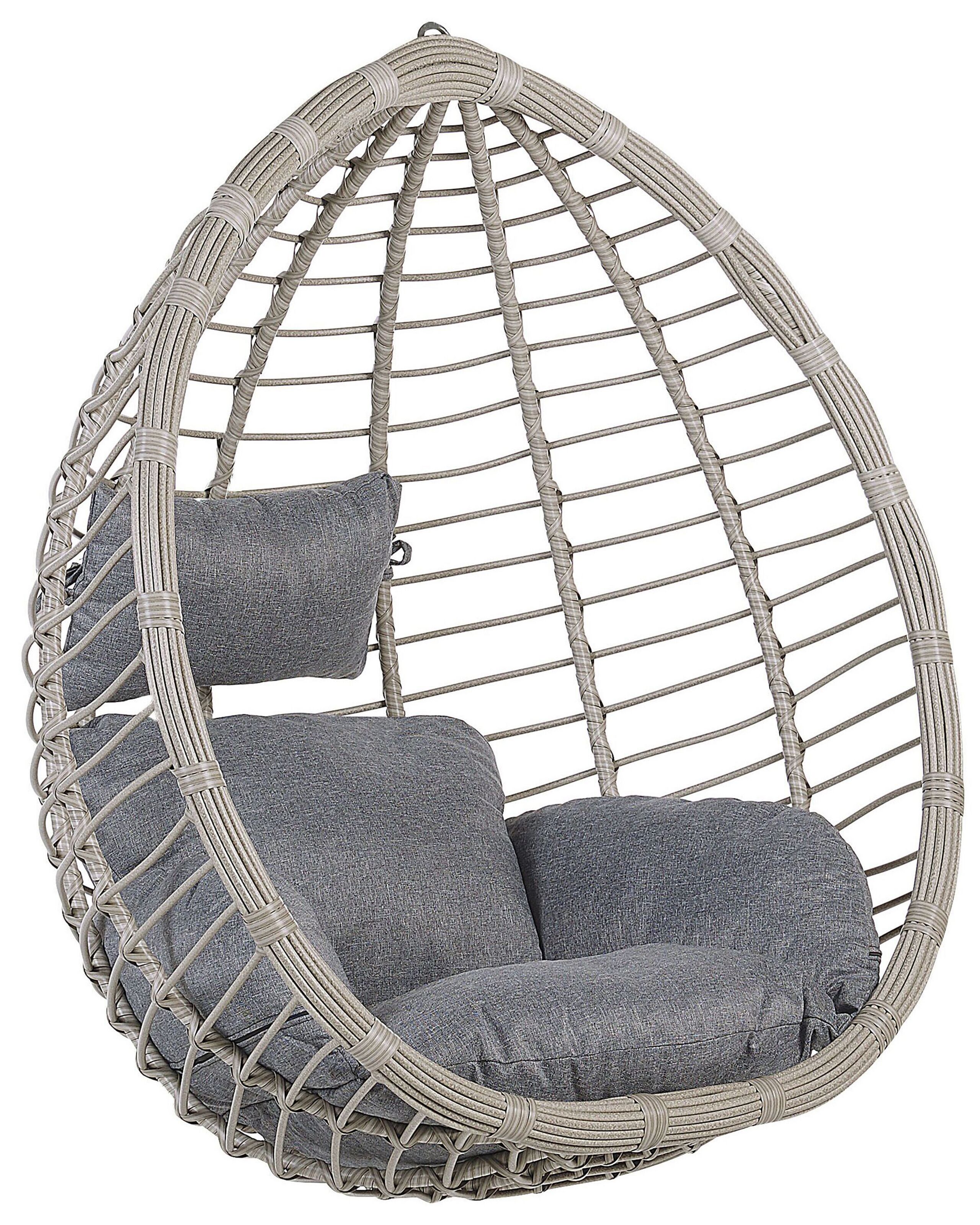 Fauteuil suspendu en rotin gris