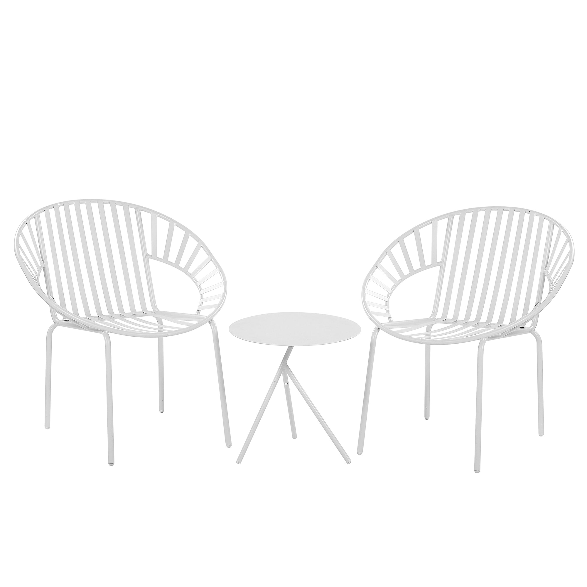 Set de terrasse table et 2 chaises en acier blanc