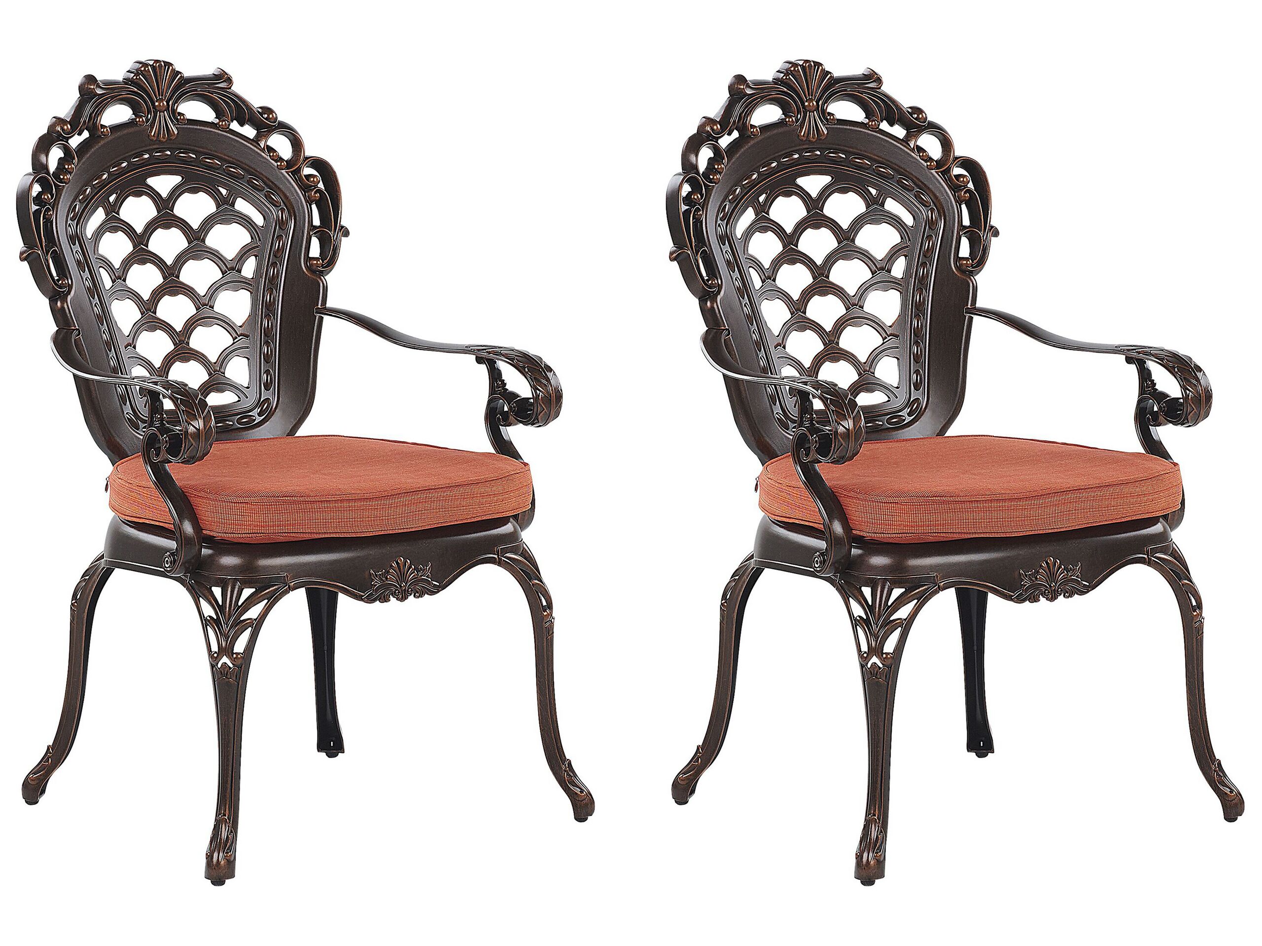 Set de 2 chaises de jardin en aluminium marron