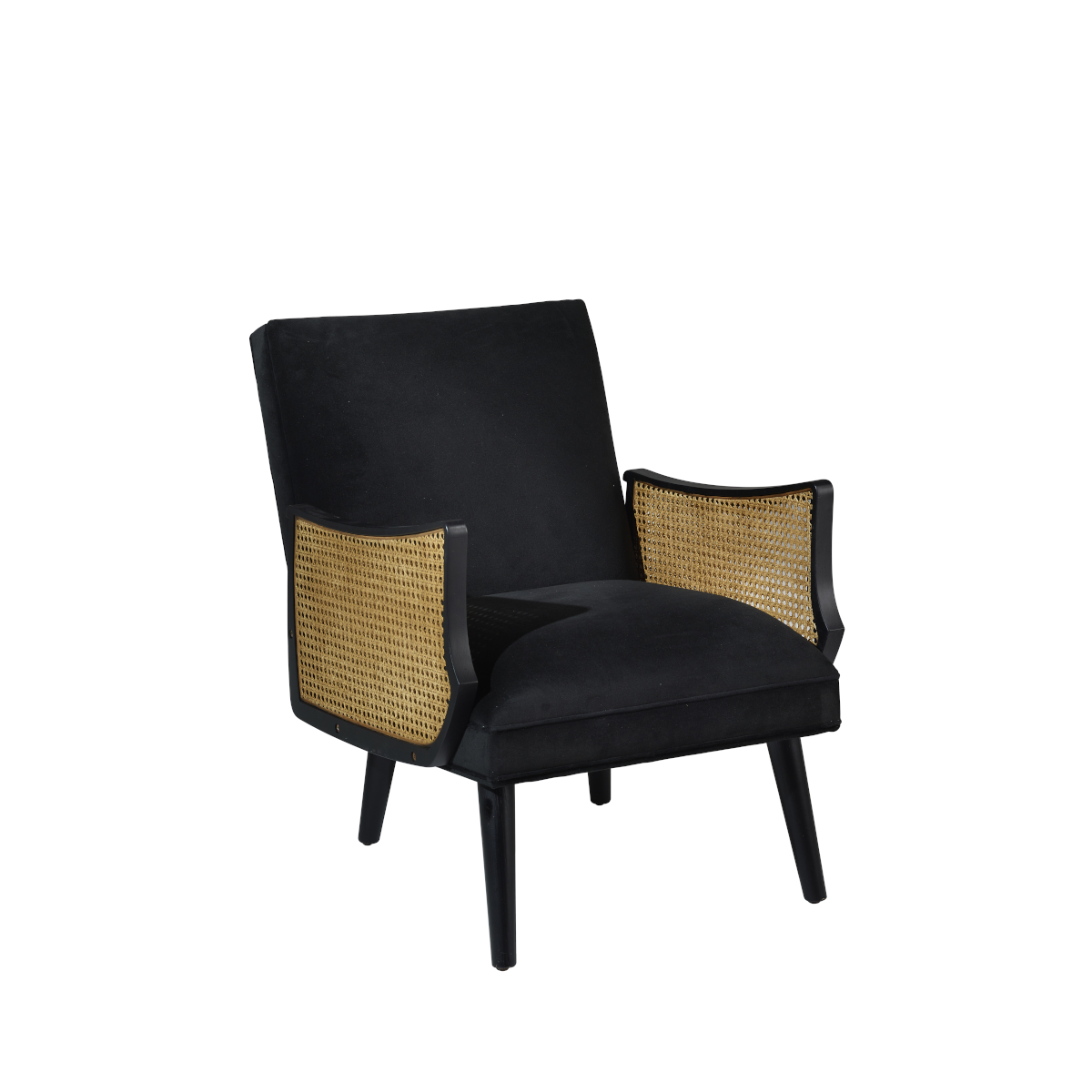 Fauteuil vintage canné noir Fauteuil vintage canné noir