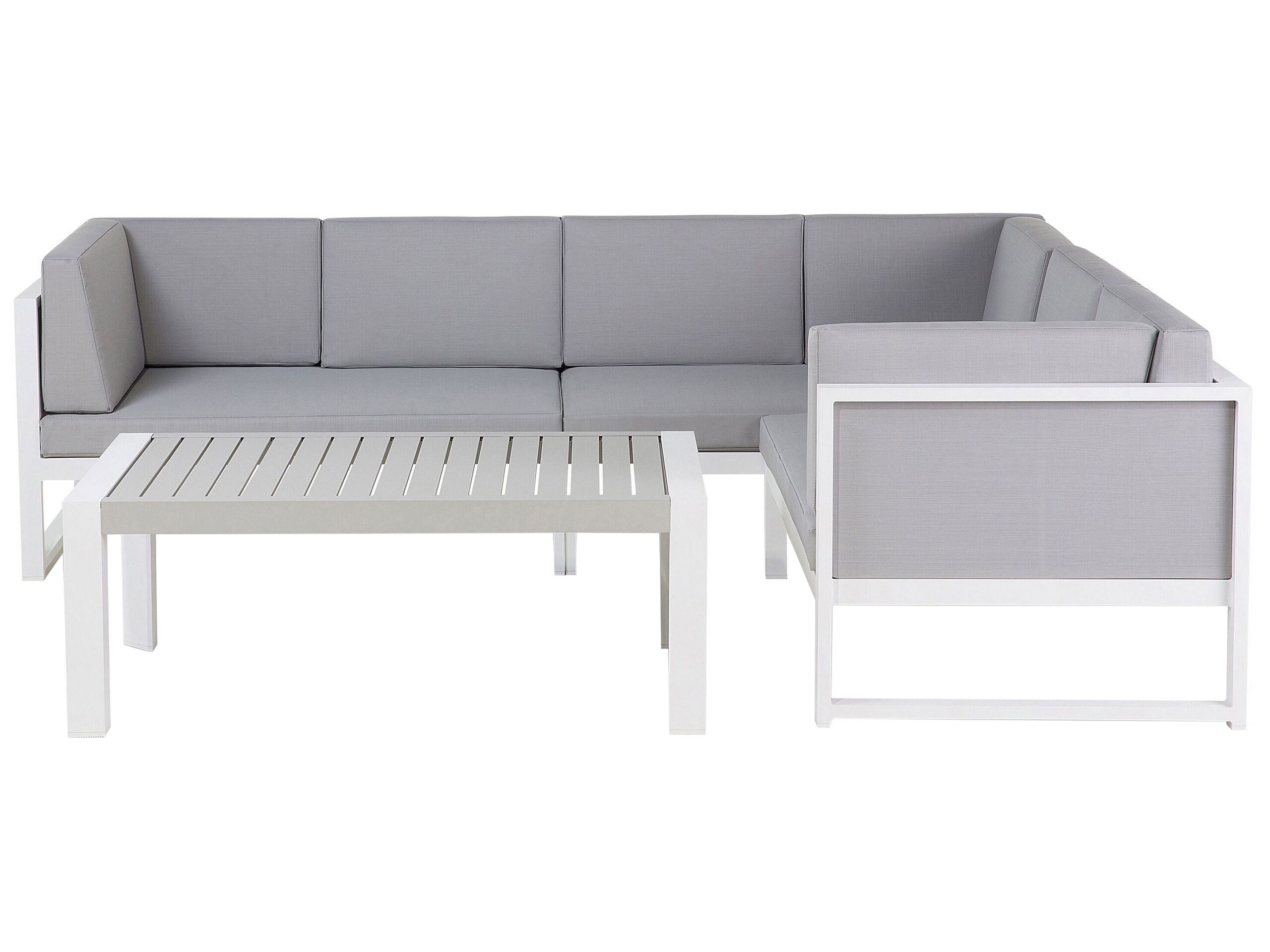 Salon de jardin en aluminium blanc et gris