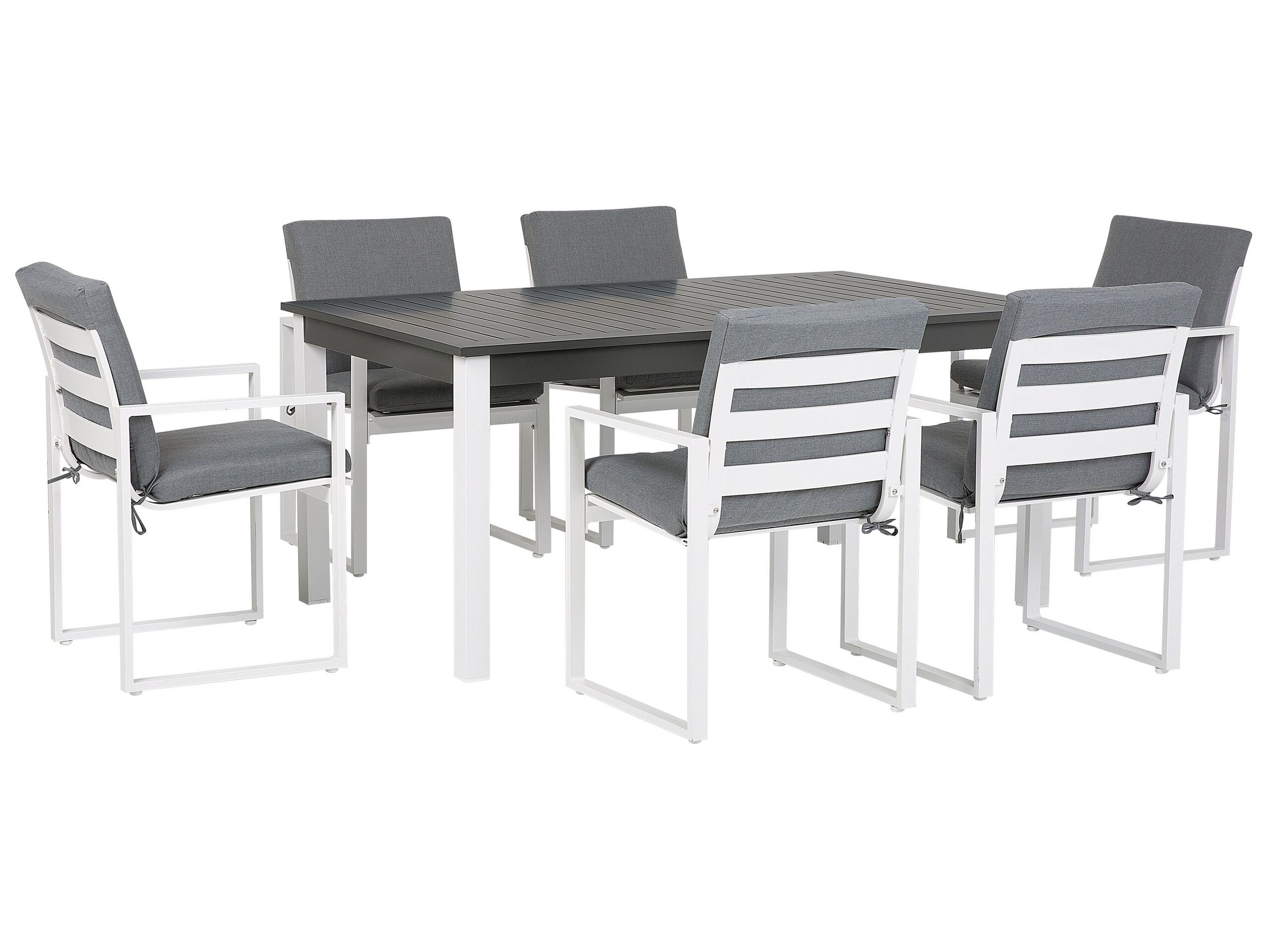 Set de salle à manger 6 personnes en aluminium gris