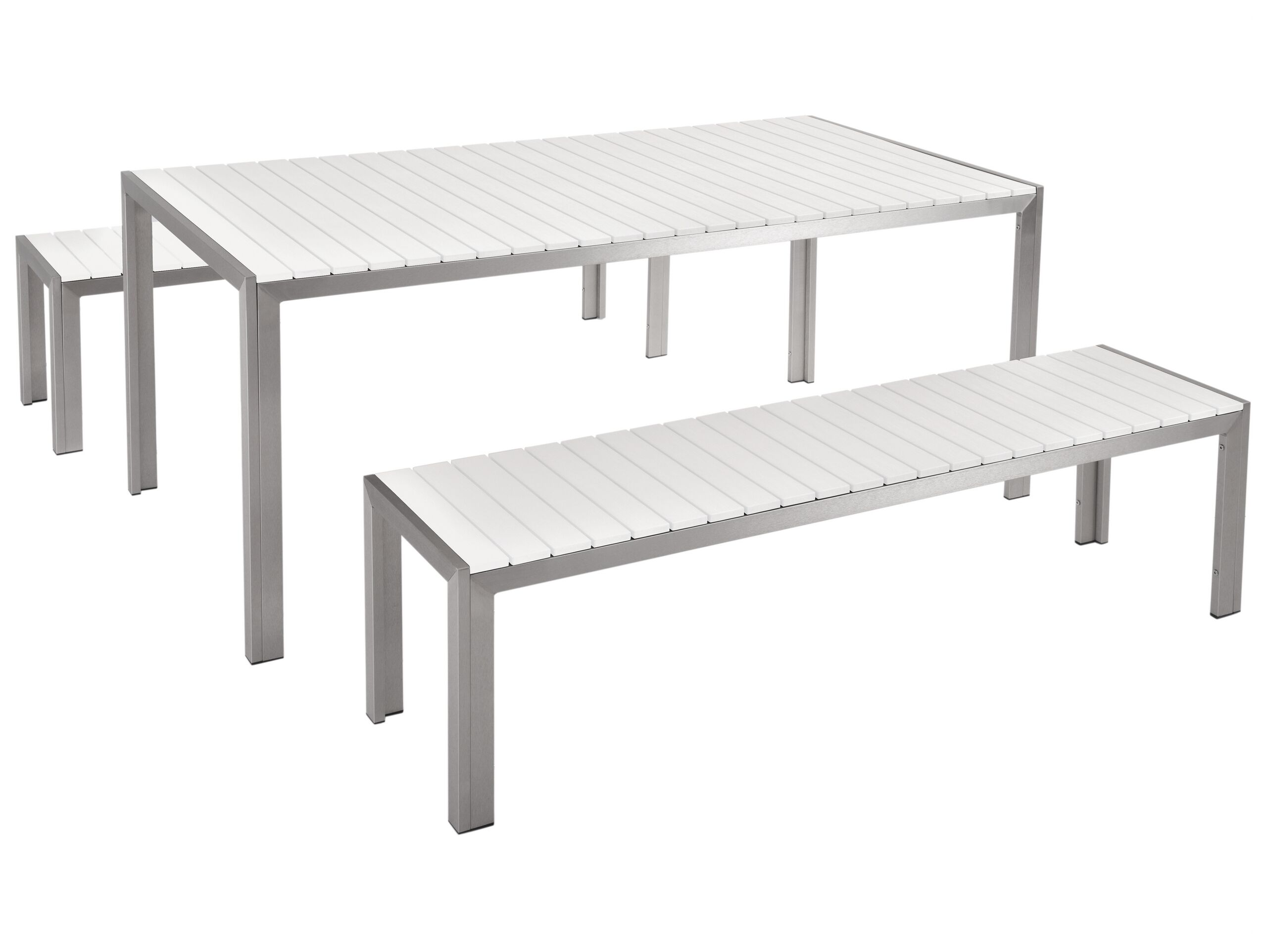 Ensemble de jardin en aluminium et bois composite blanc