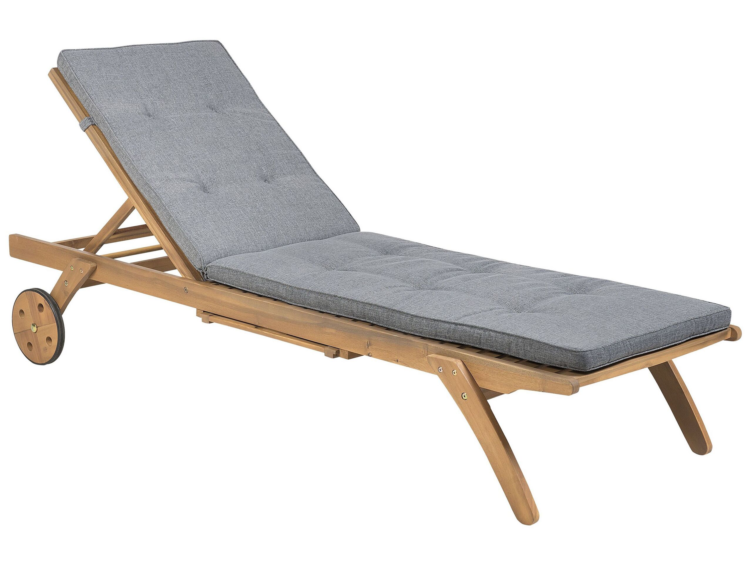 Chaise longue avec coussin Bois Gris