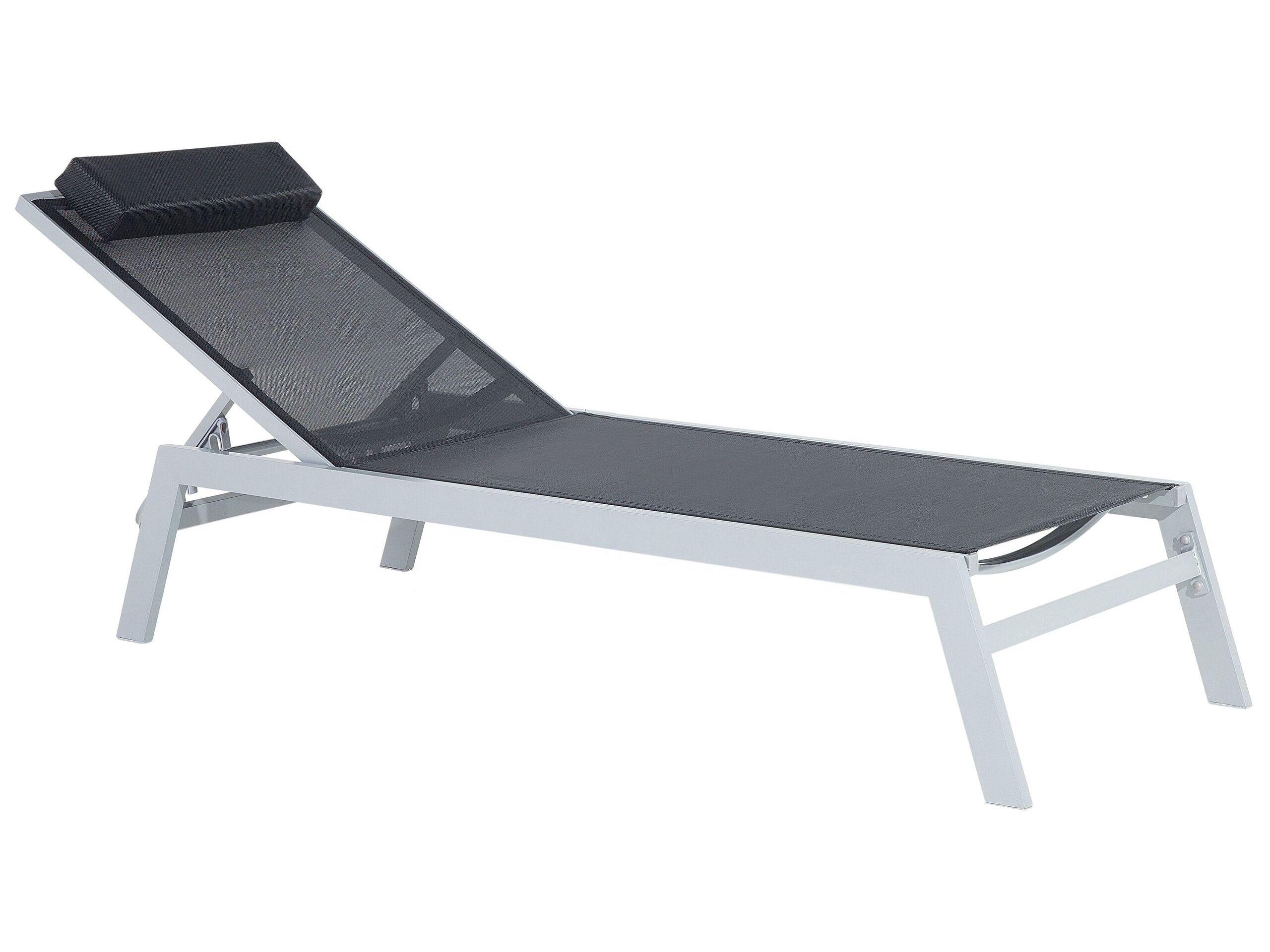 Chaise longue de jardin en aluminium noire
