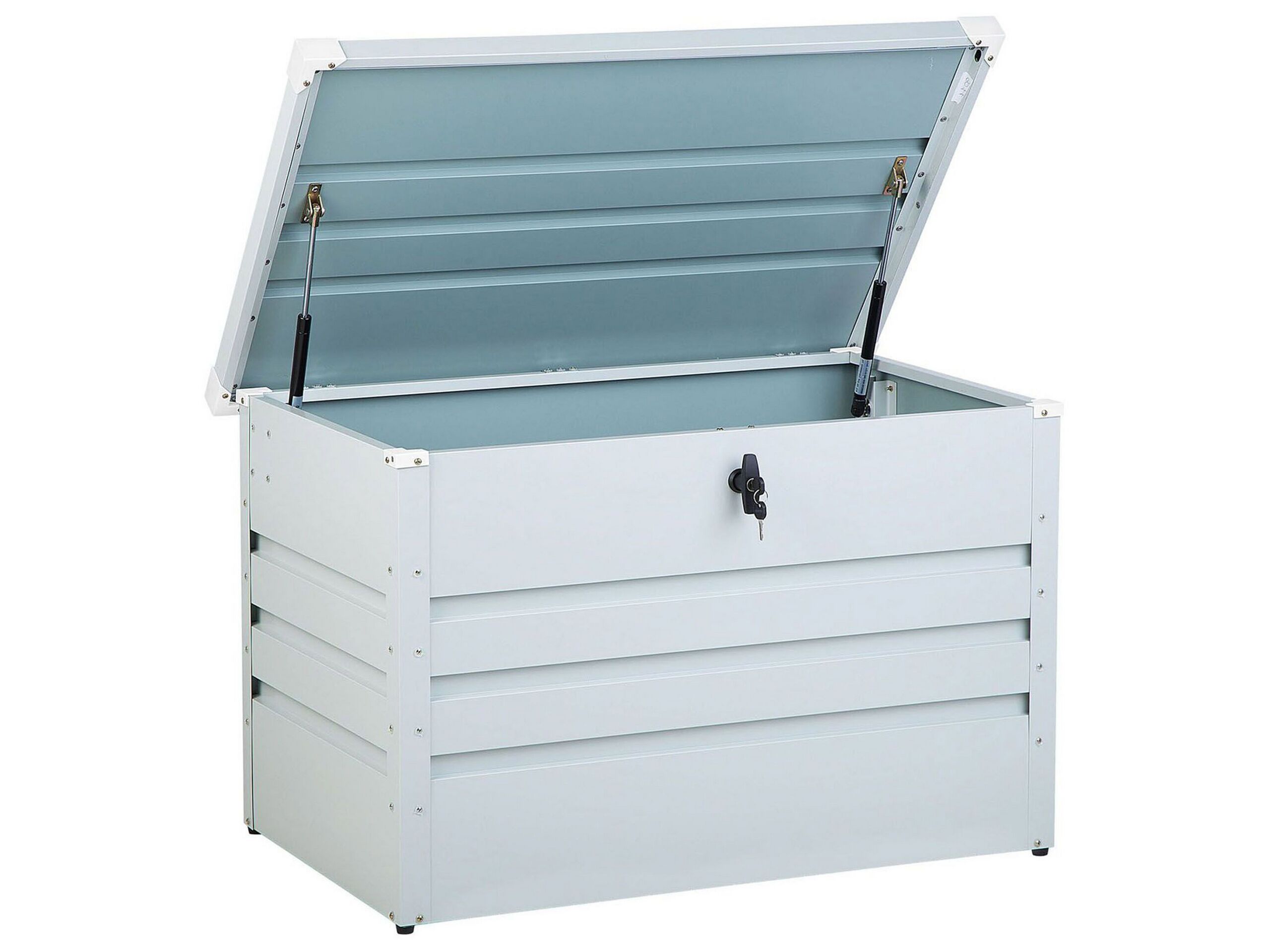Coffre de rangement gris clair 100 x 62 cm (photo) Coffre de rangement gris clair 100 x 62 cm