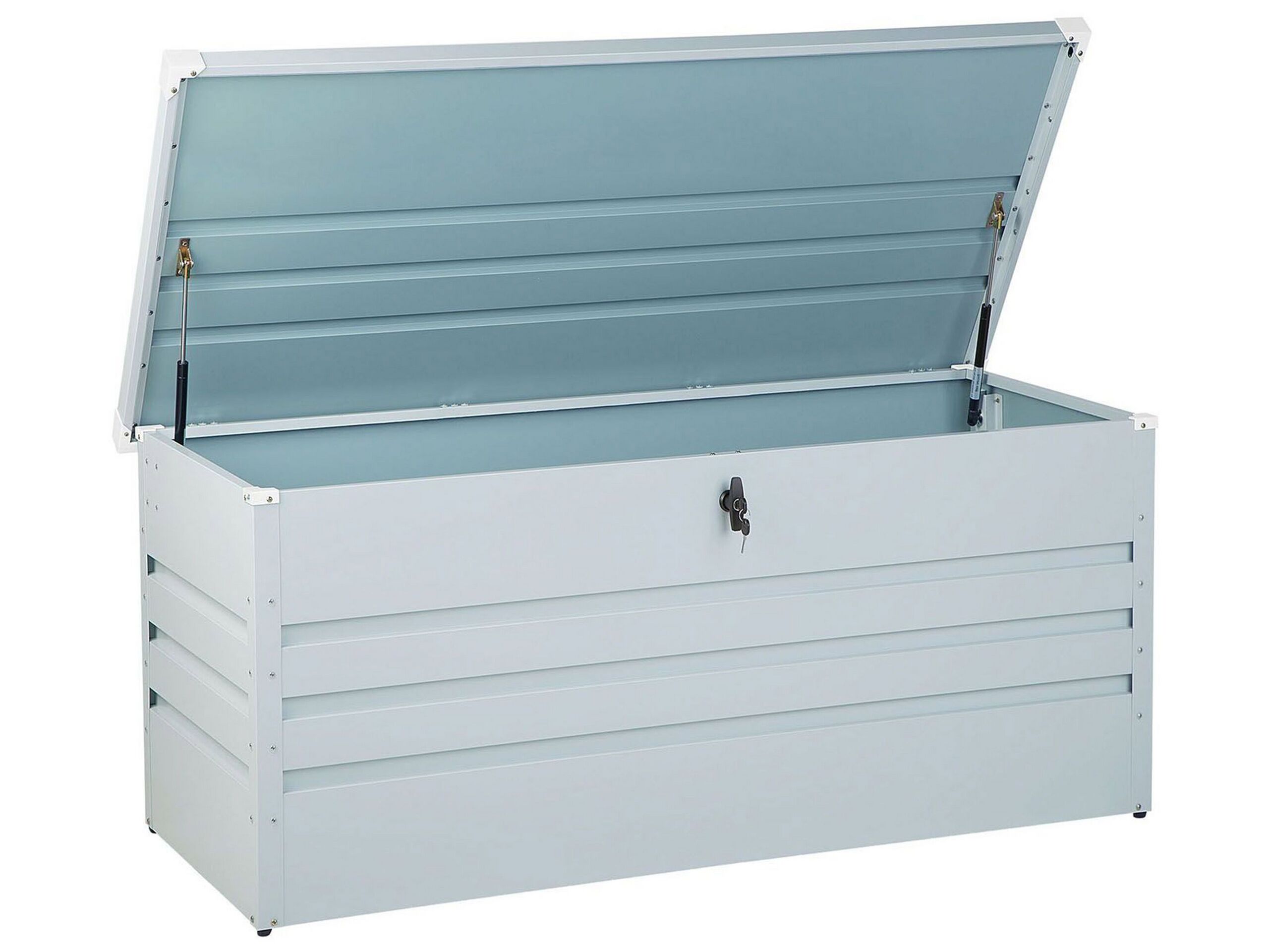 Coffre de rangement gris clair 132 x 62 cm (photo) Coffre de rangement gris clair 132 x 62 cm