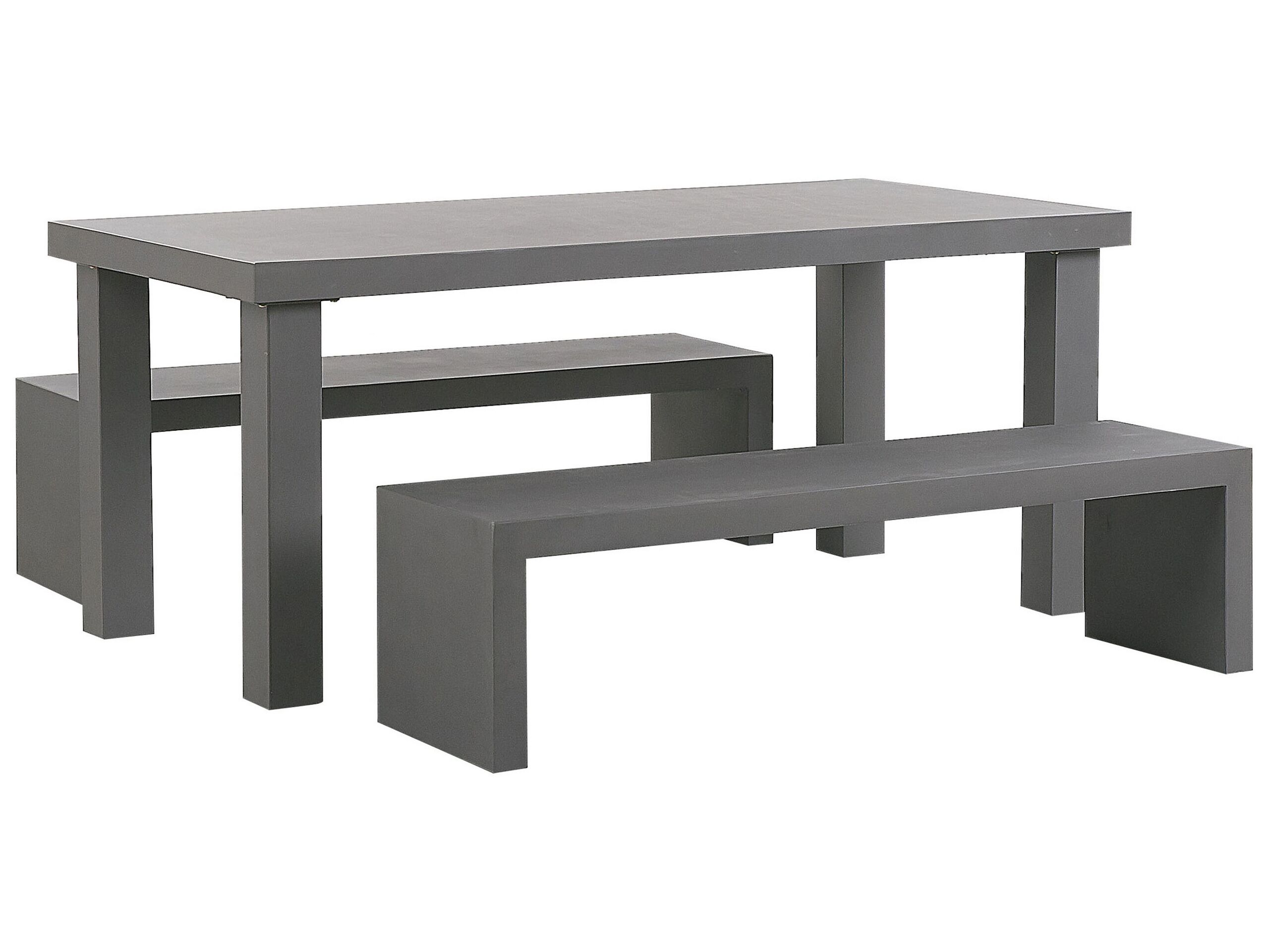 Ensemble de jardin 4 places table et 2 bancs en fibre-ciment gris