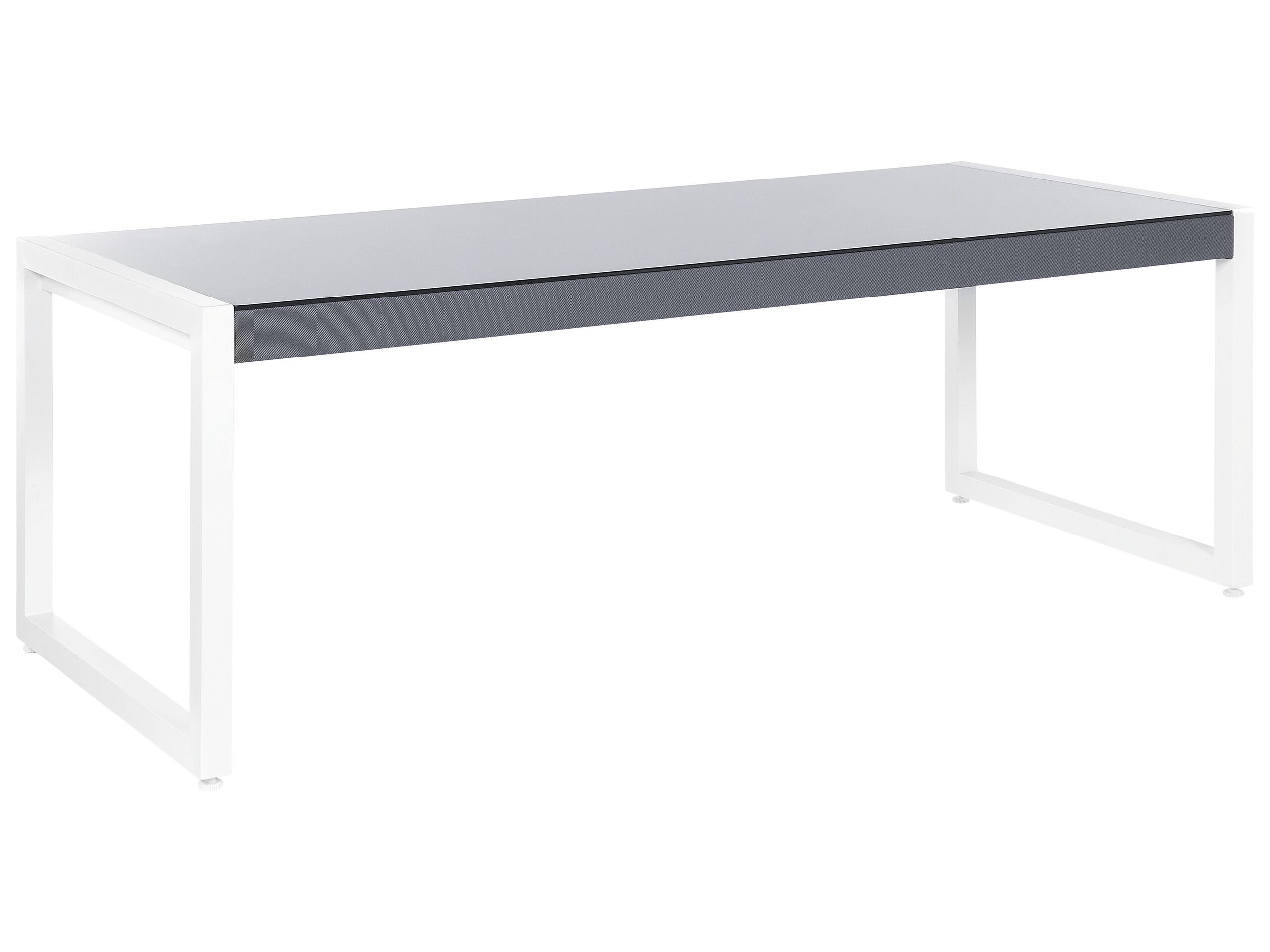 Table de jardin en aluminium gris et blanc 210 x 90 cm