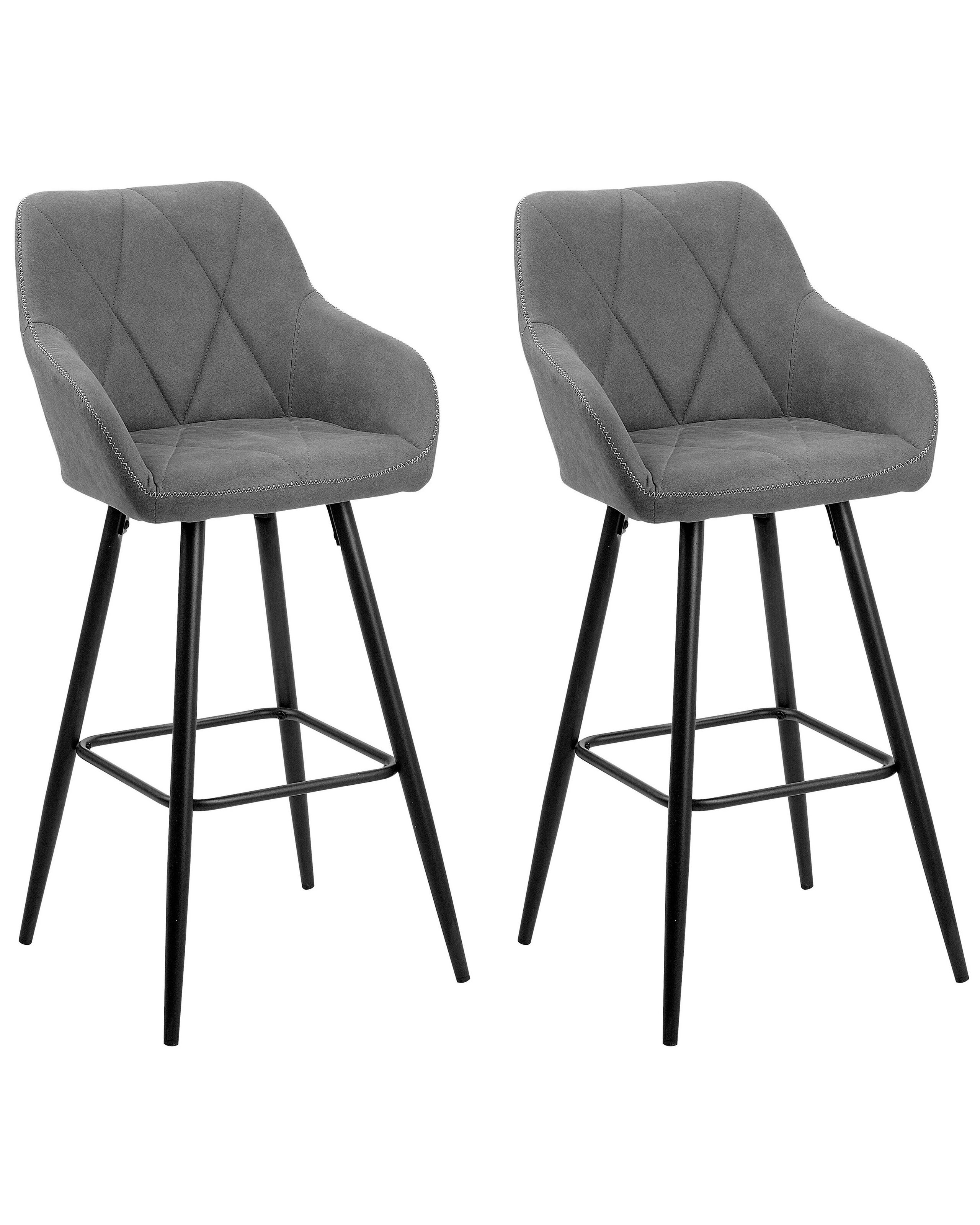 Tabouret de bar Set de 2 Tissu Gris