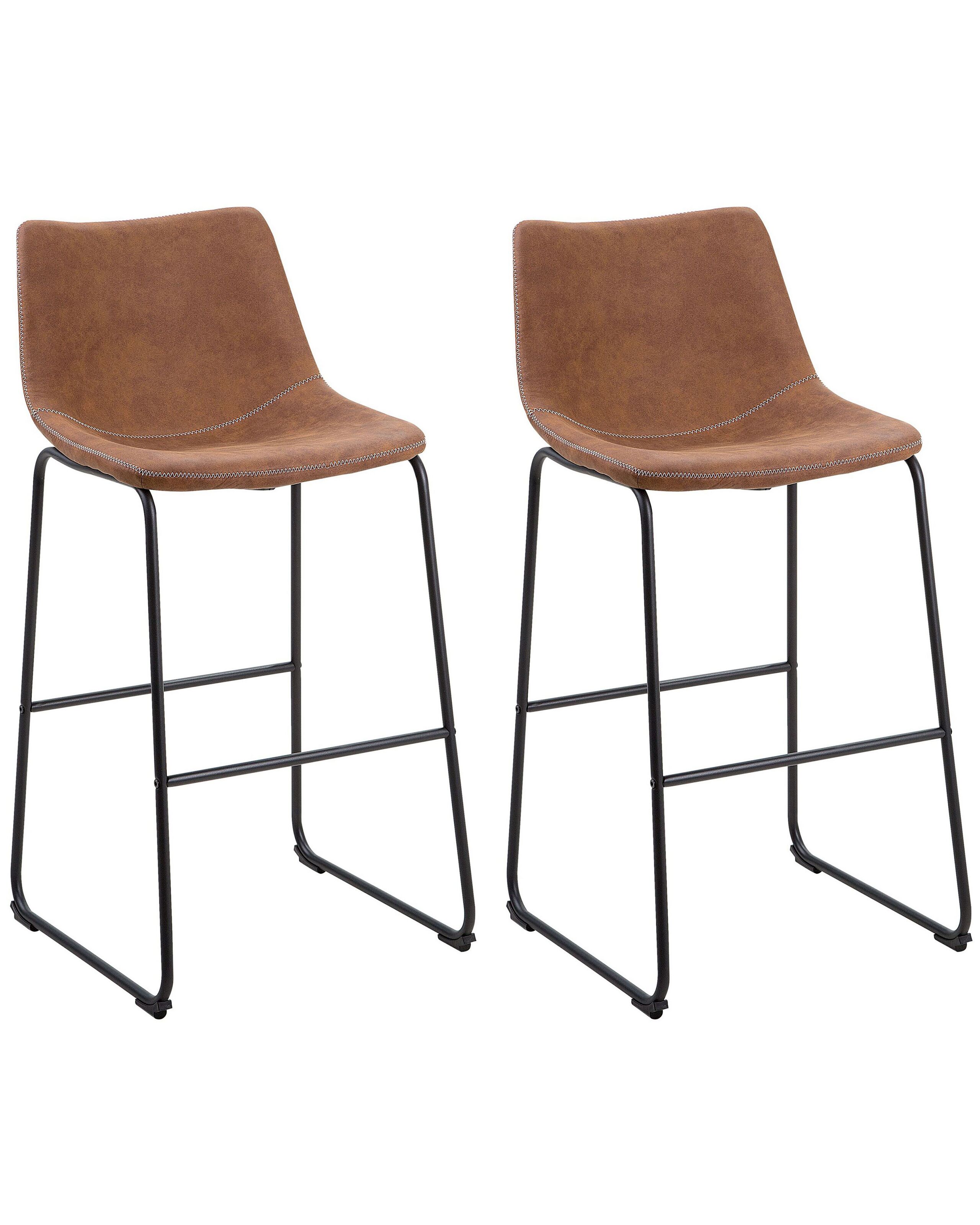 Tabouret de bar Set de 2 Tissu Marron doré