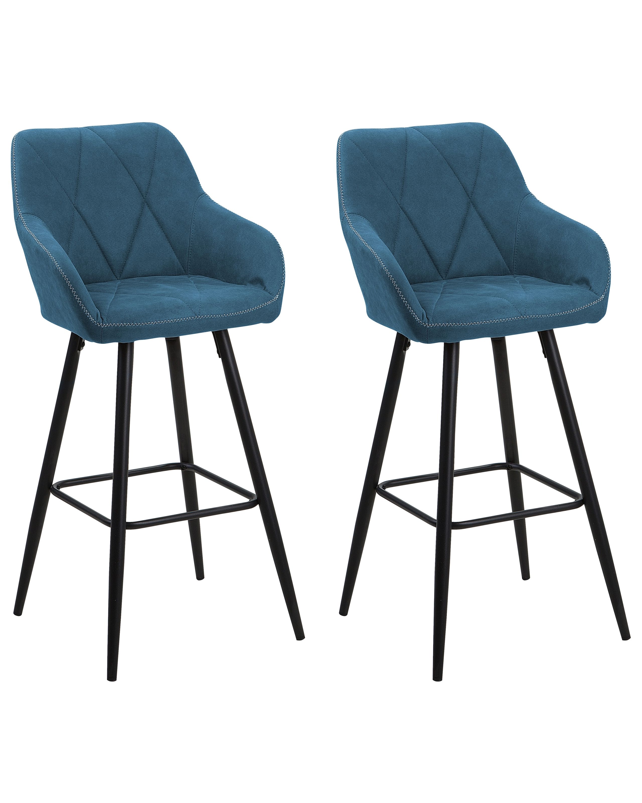 Tabouret de bar Set de 2 Tissu Bleu azur