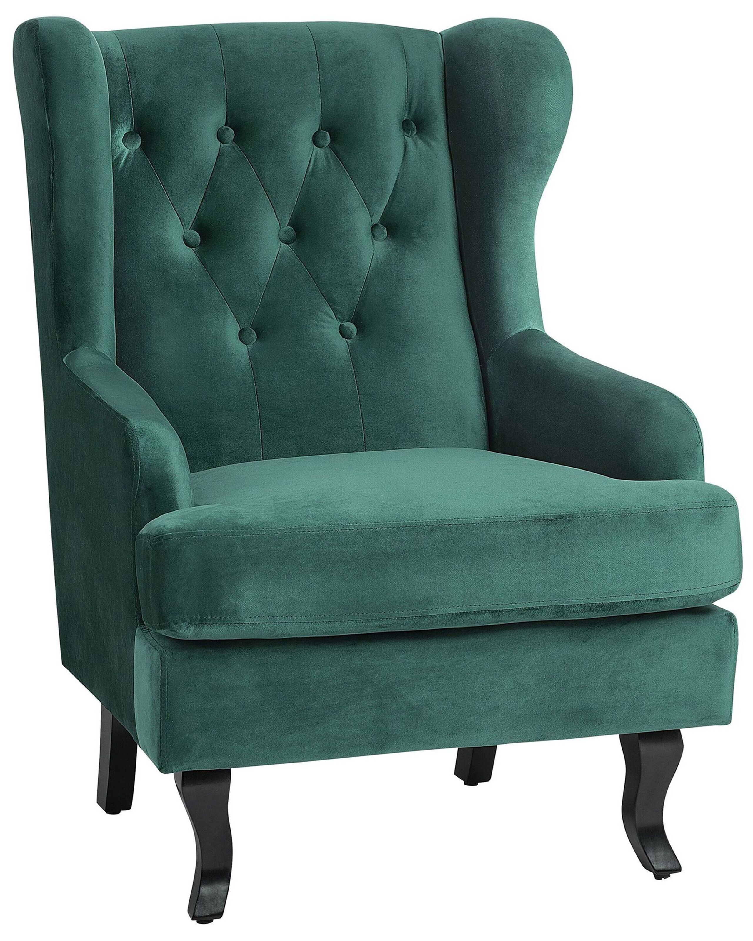Fauteuil en velours vert foncé (photo) Fauteuil en velours vert foncé