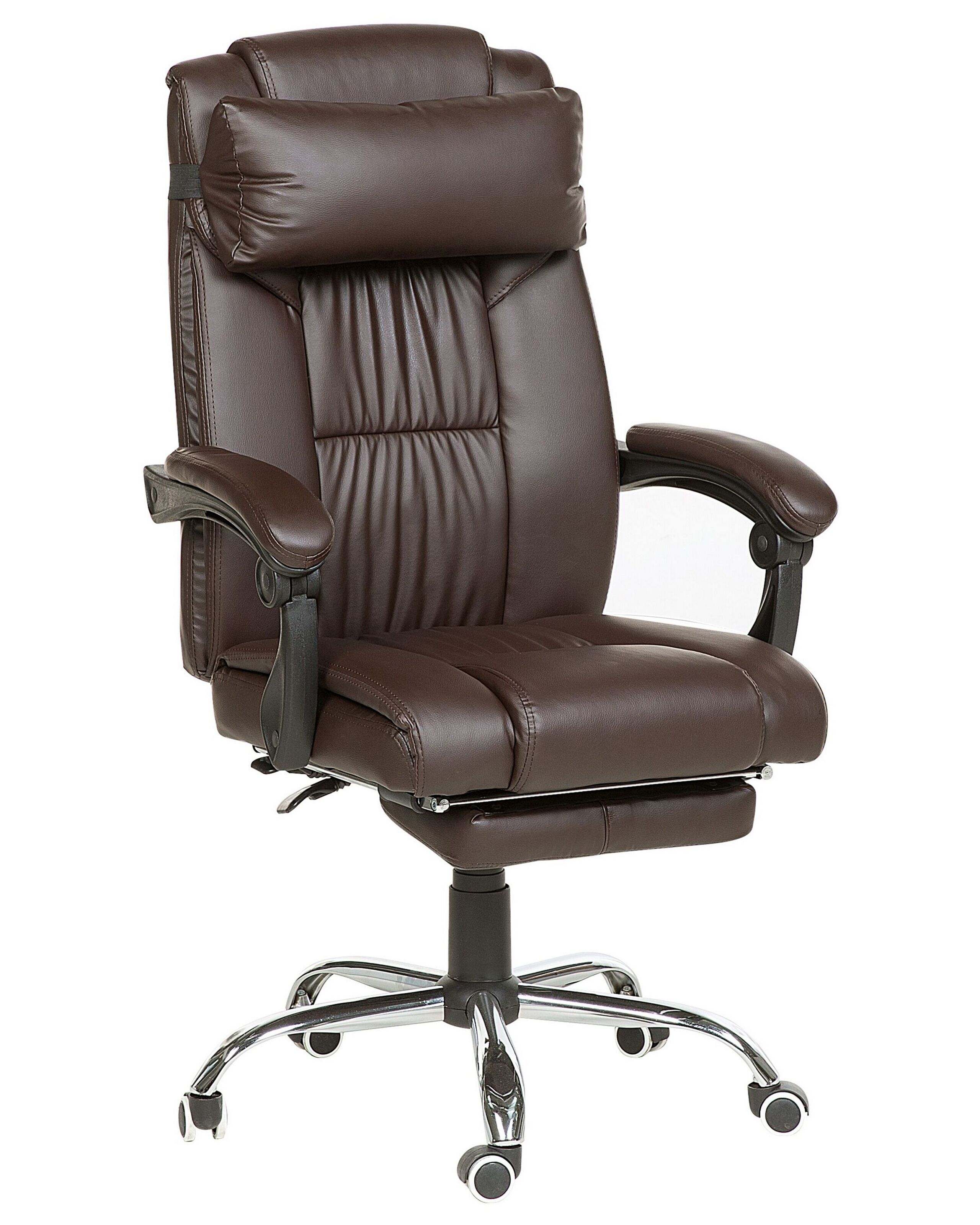 Chaise de bureau en simili-cuir marron (photo) Chaise de bureau en simili-cuir marron