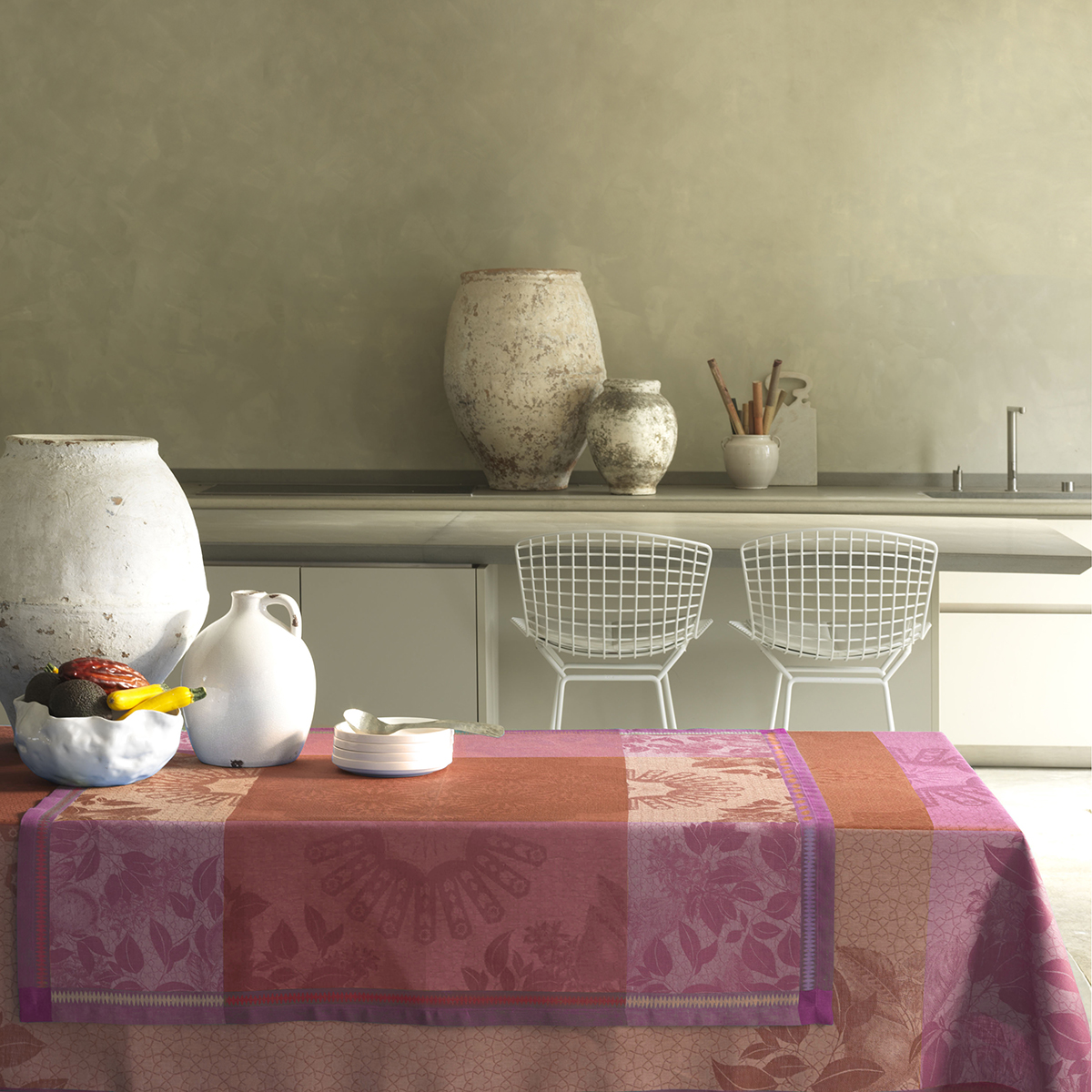 Nappe en lin terracotta 120 x 120 (photo) Nappe en lin terracotta 120 x 120