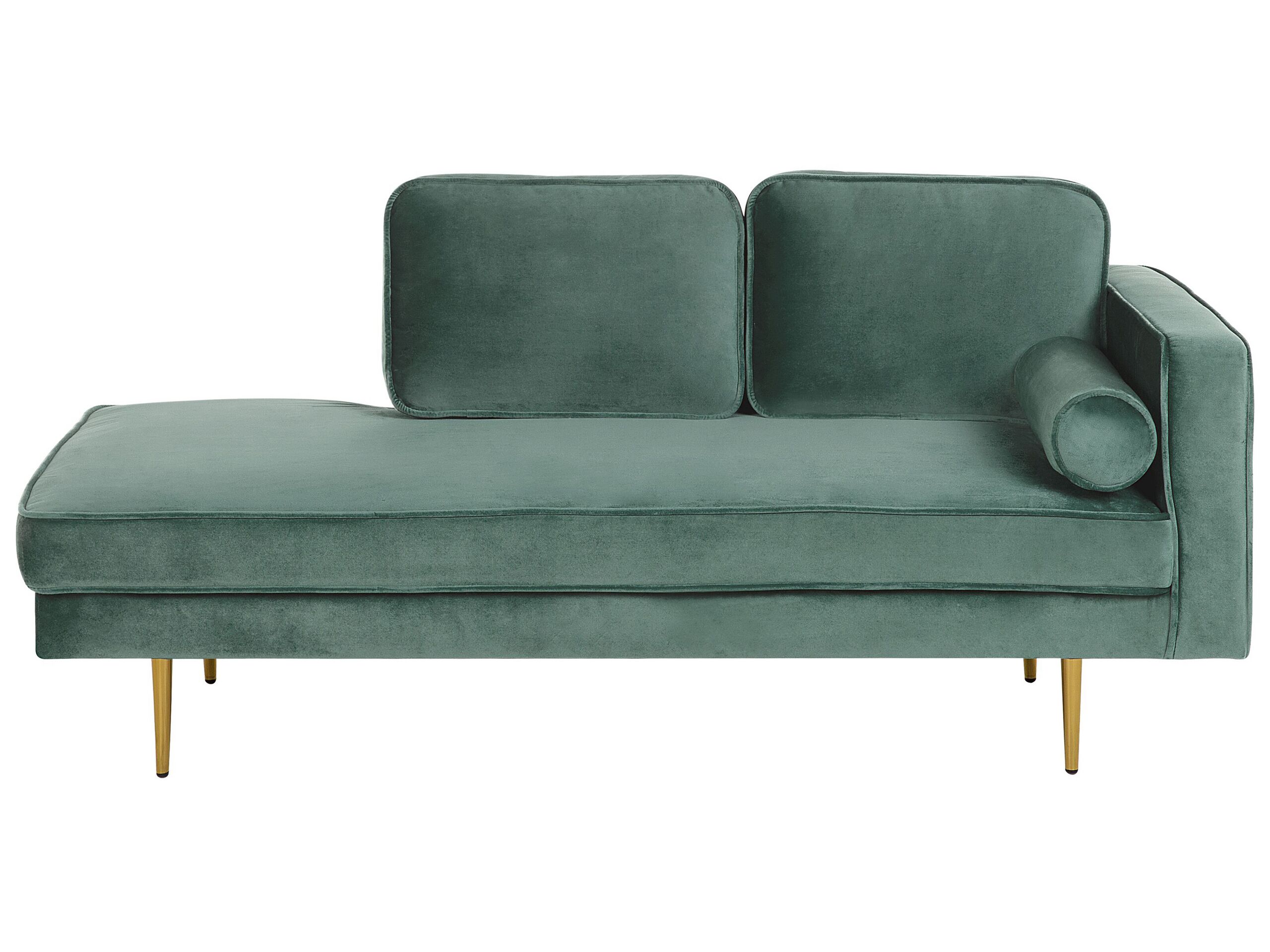 Chaise longue en velours vert menthe côté droit (photo) Chaise longue en velours vert menthe côté droit