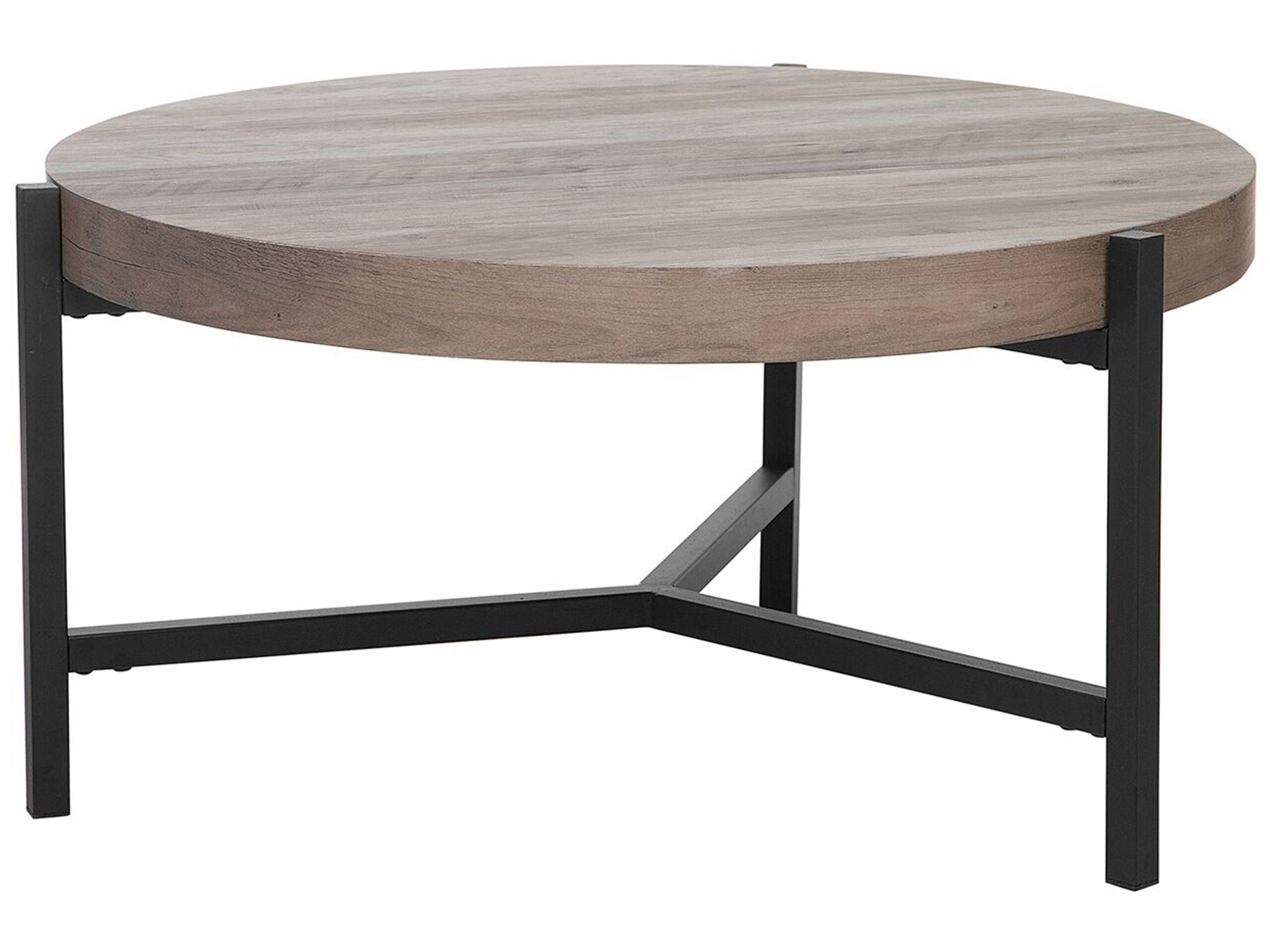 Table basse ronde effet bois clair