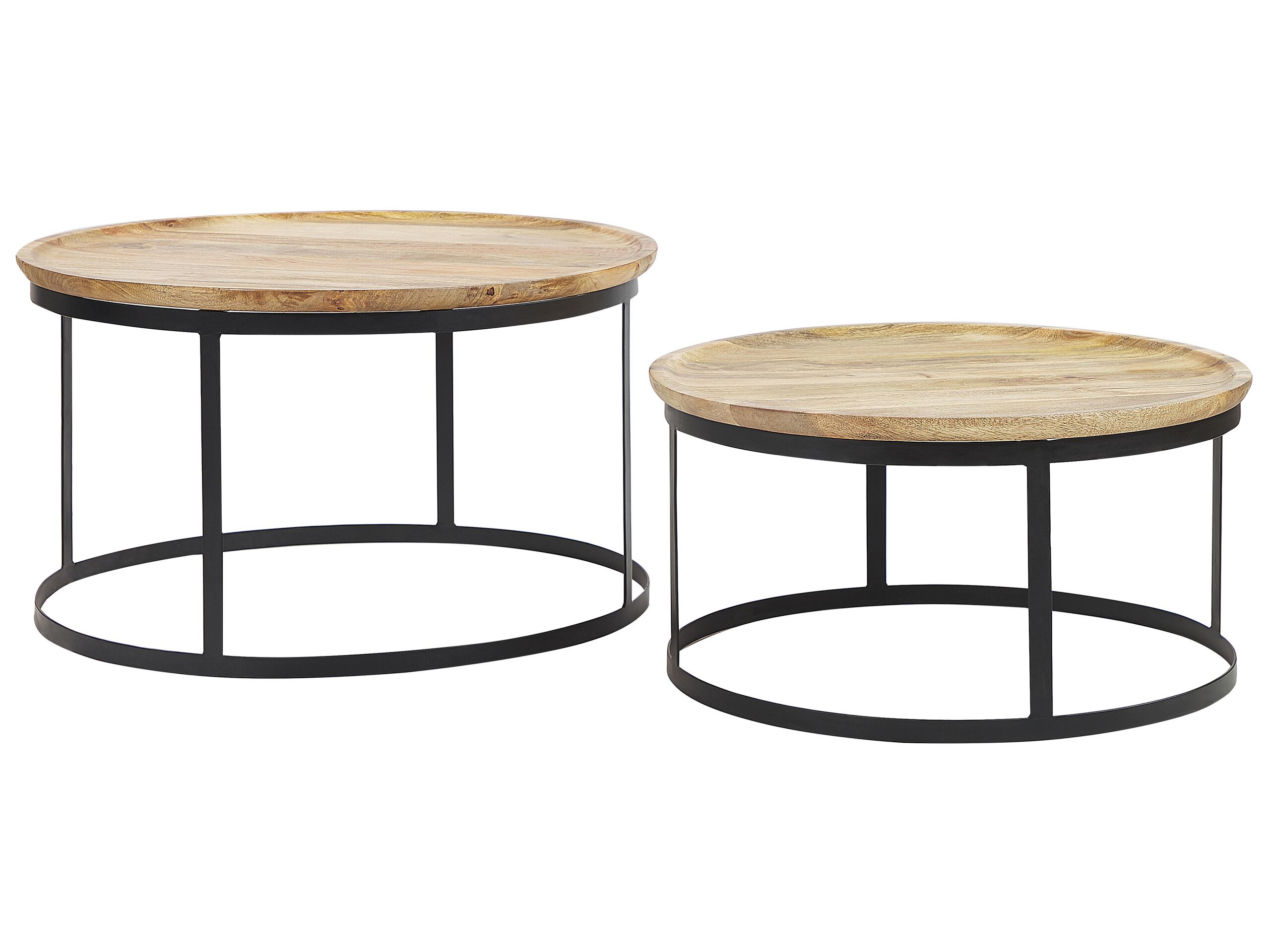 Lot de 2 tables basses avec plateau en bois (photo) Lot de 2 tables basses avec plateau en bois