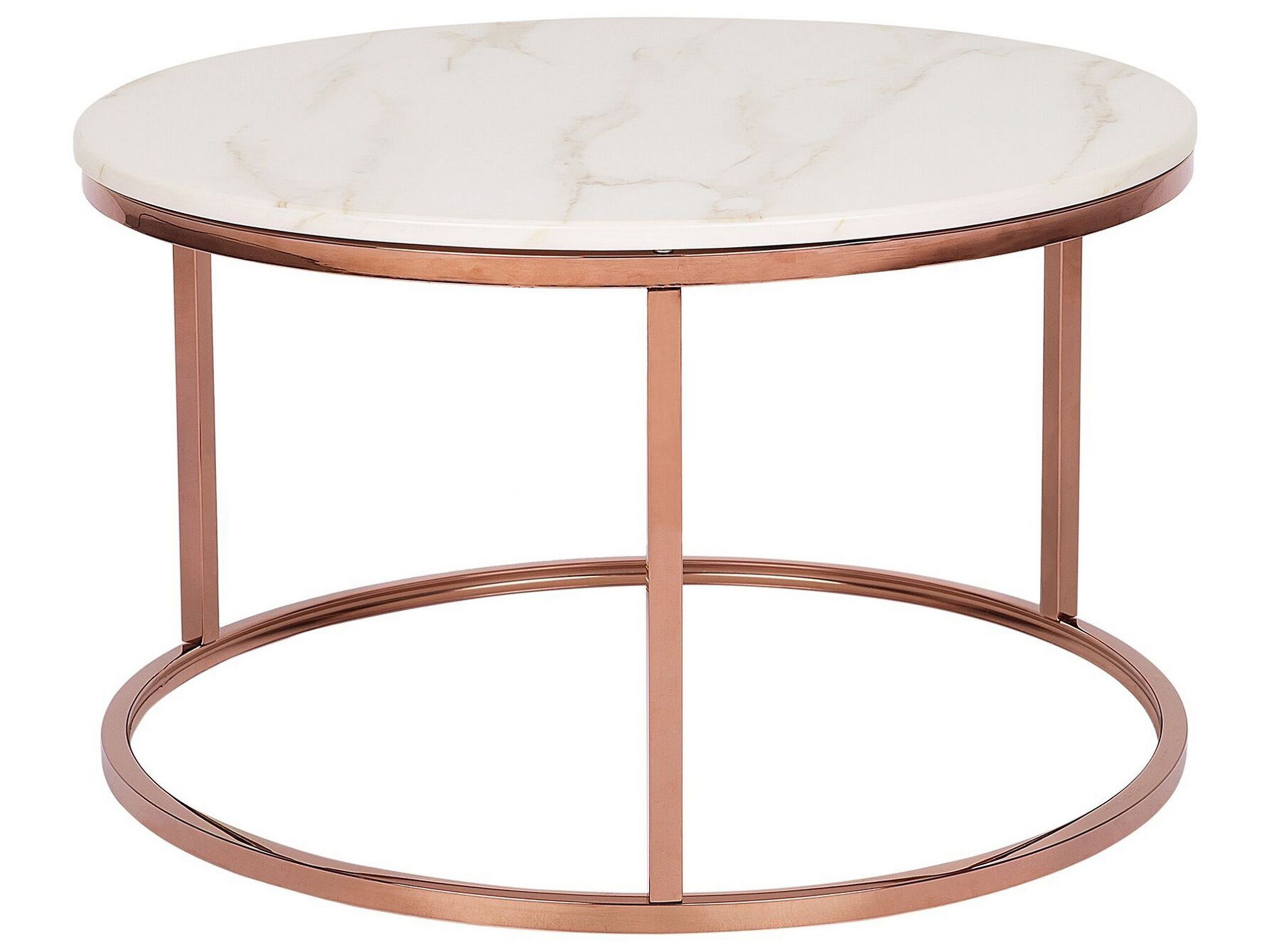 table basse effet marbre beige et pieds rose doré
