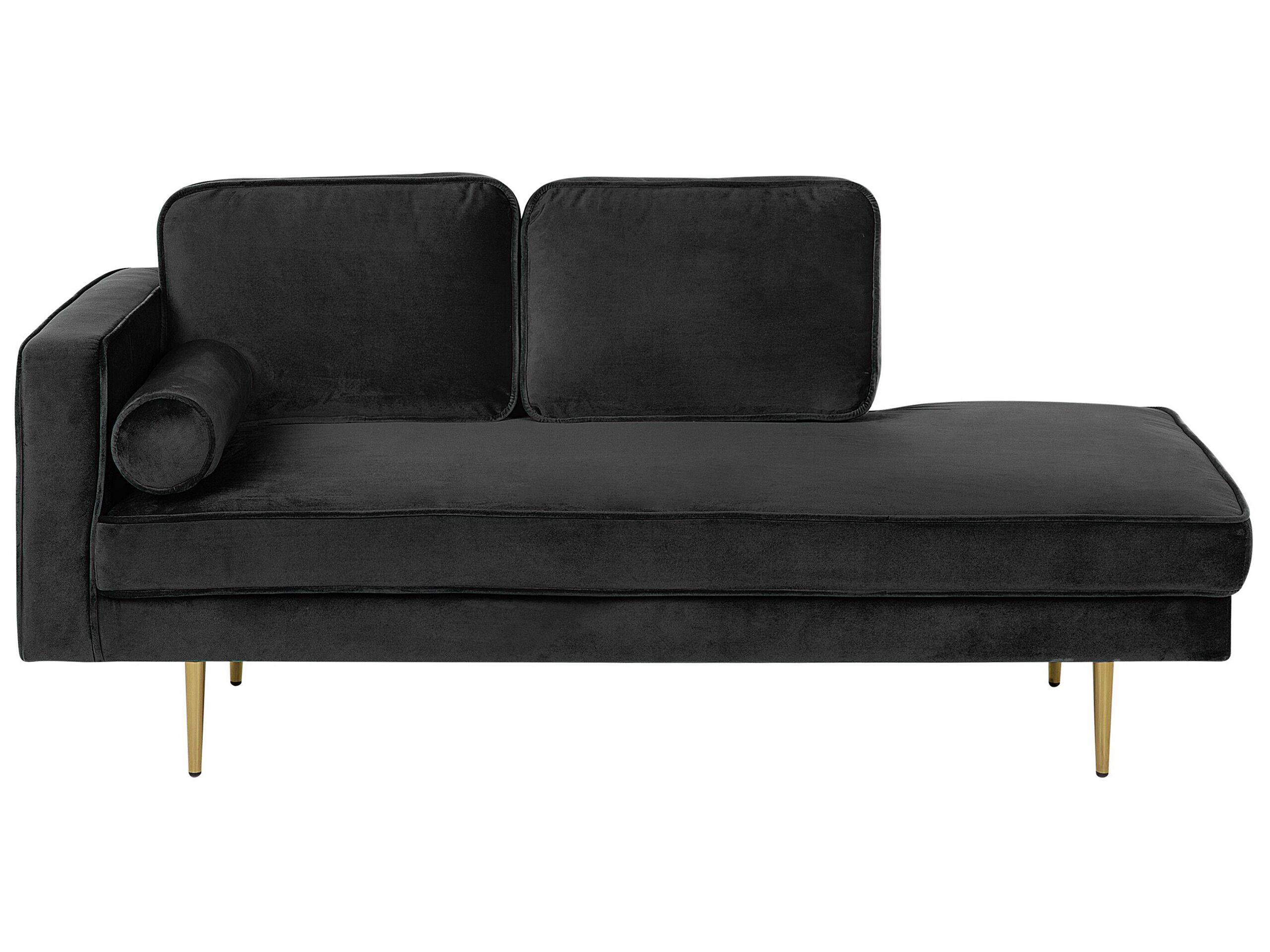 Chaise longue en velours noir côté gauche (photo) Chaise longue en velours noir côté gauche