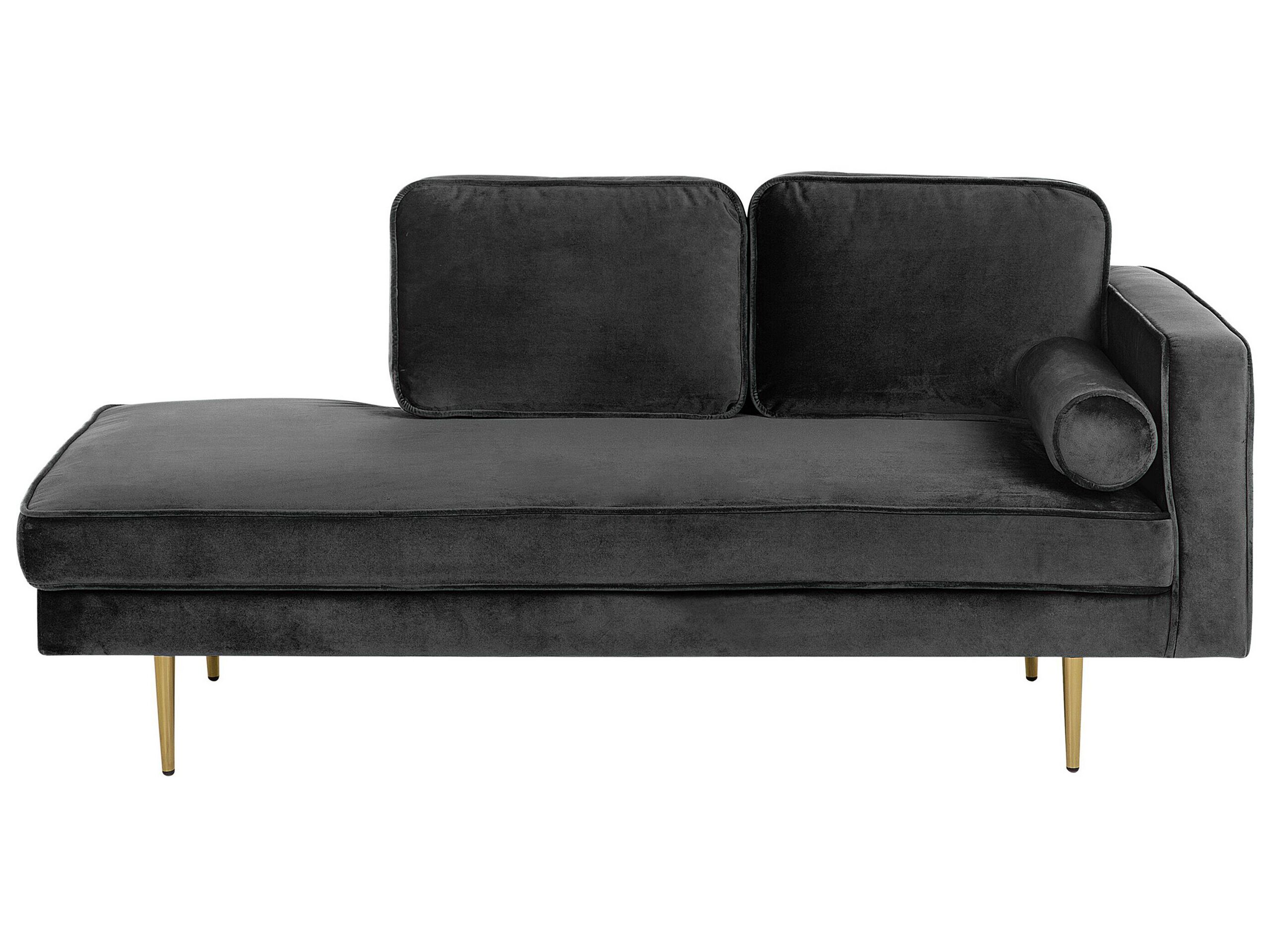 Chaise longue en velours noir côté droit (photo) Chaise longue en velours noir côté droit
