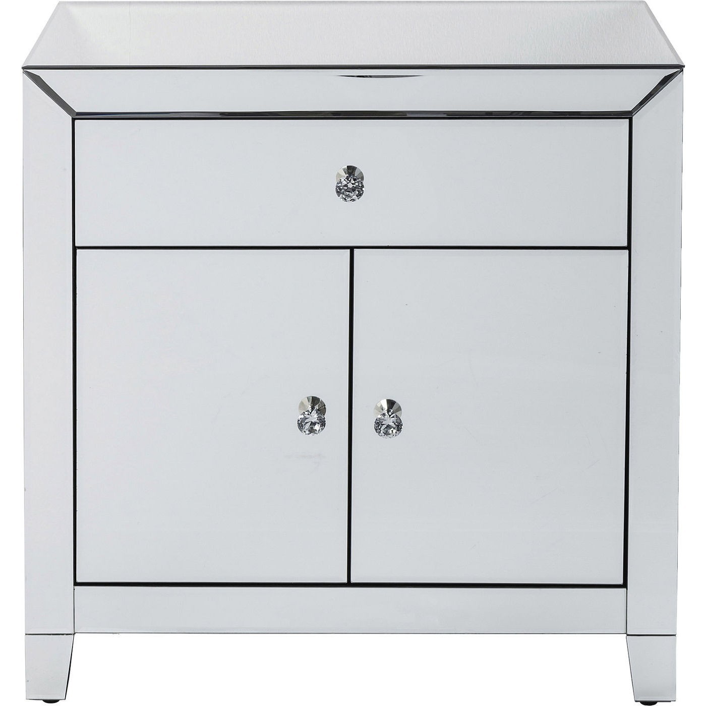 Commode 2 portes 1 tiroir en verre miroir (photo) Commode 2 portes 1 tiroir en verre miroir
